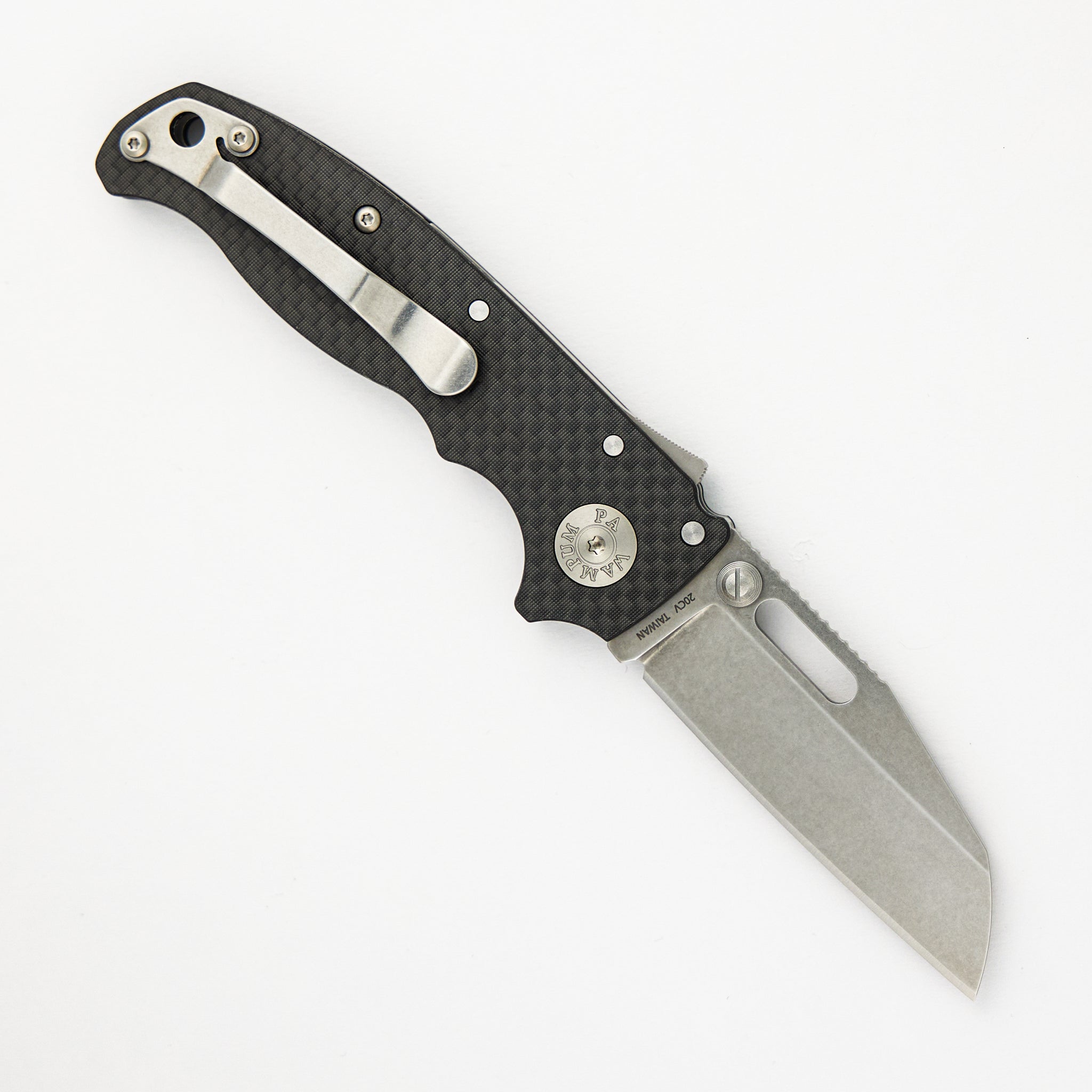AD20.5 20CV Carbon Fiber Handle Shark Foot Stonewash Blade