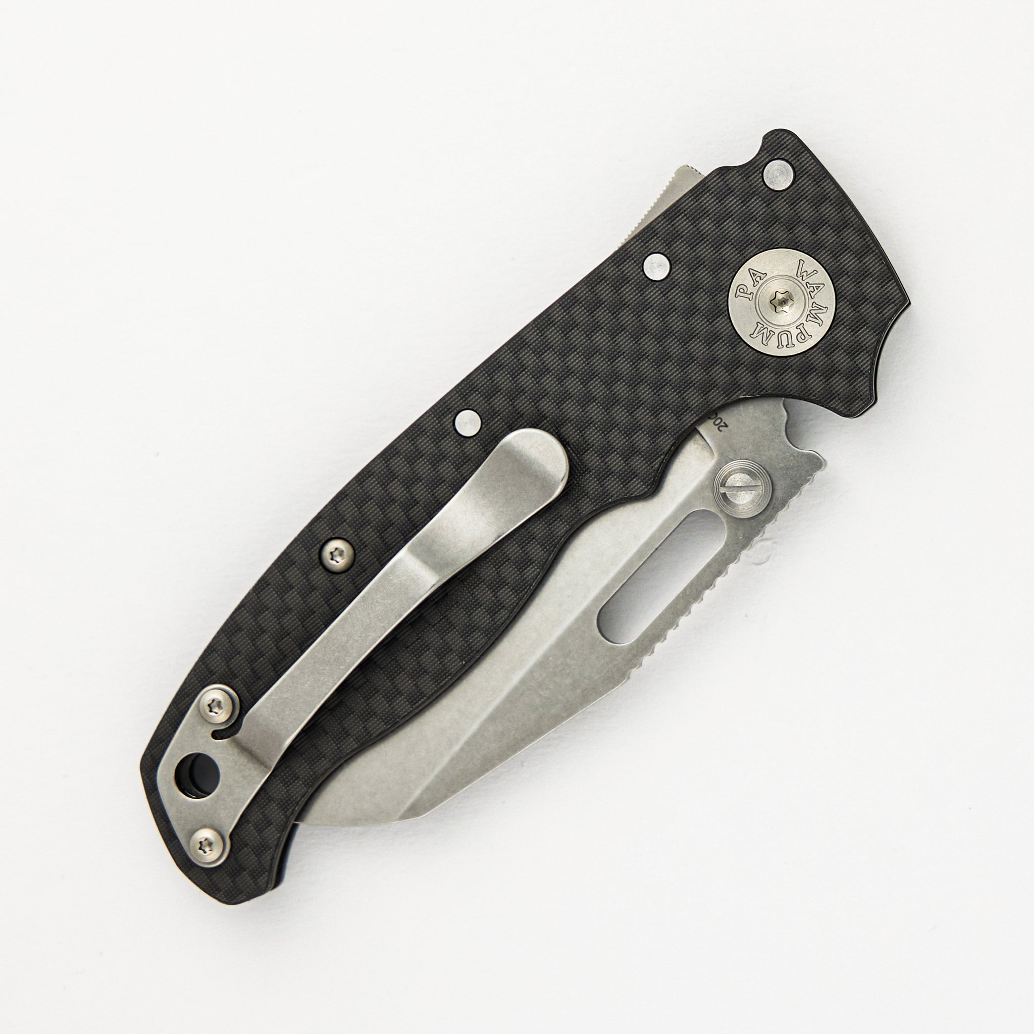 AD20.5 20CV Carbon Fiber Handle Shark Foot Stonewash Blade