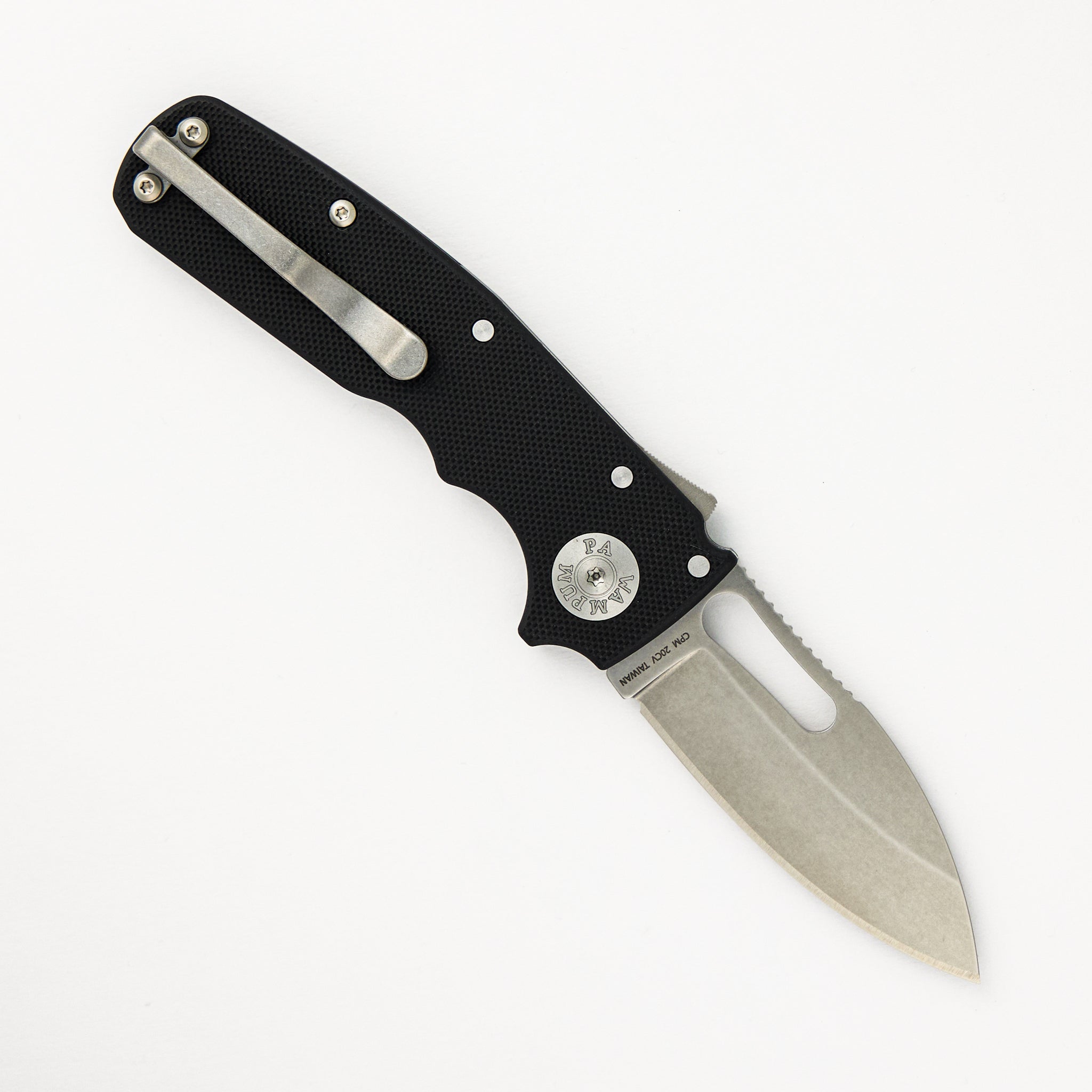 Shark Cub CPM 20CV Black G10 Handle Slicer Shark Stonewash Blade