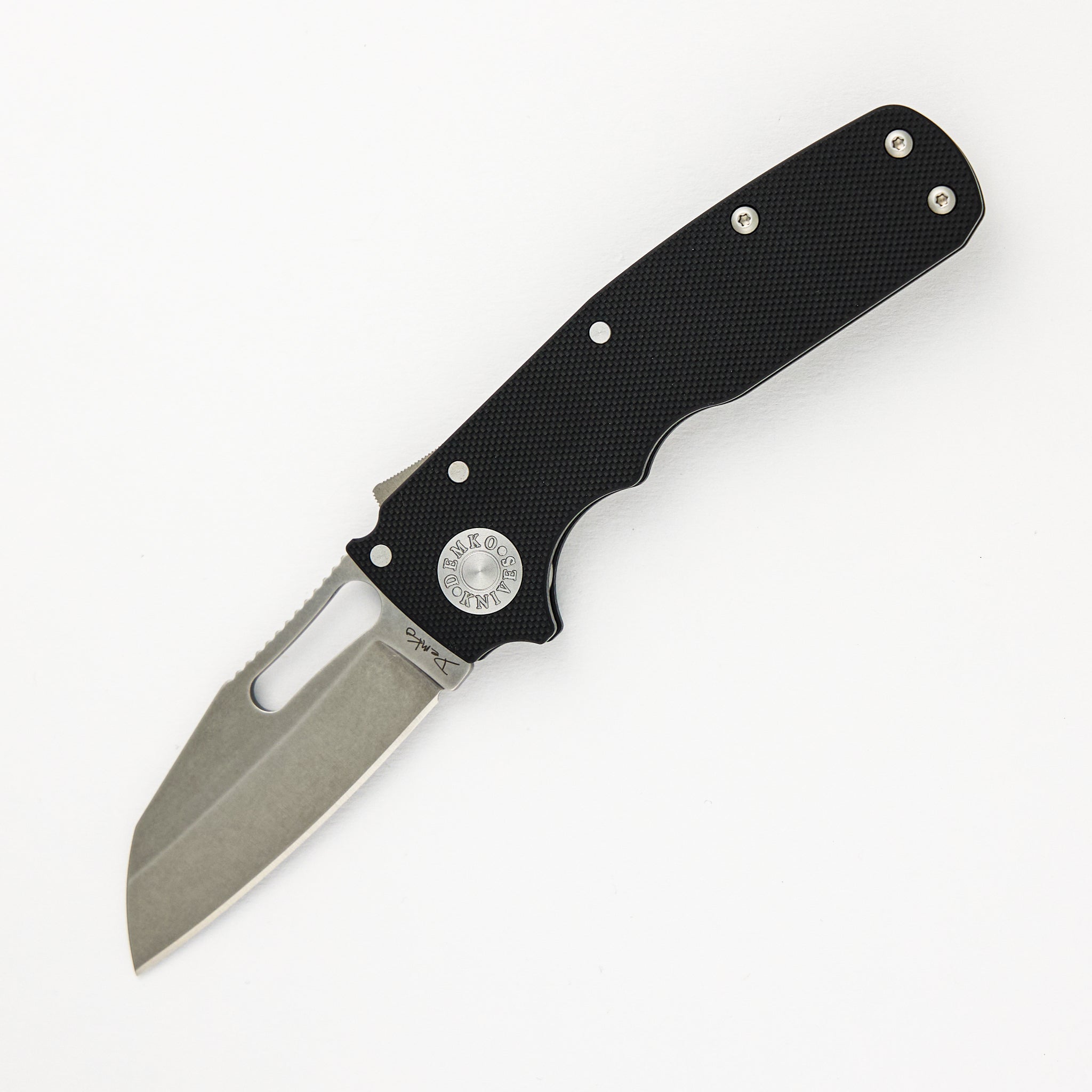 Shark Cub CPM 20CV Black G10 Handle Shark Foot Stonewash Blade