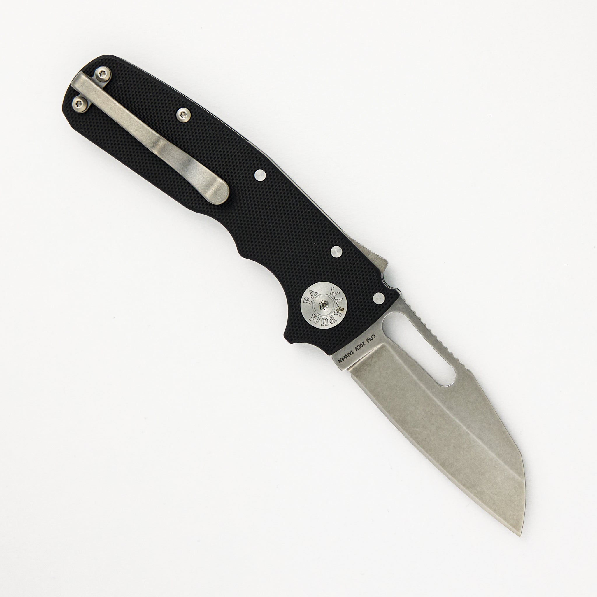 Shark Cub CPM 20CV Black G10 Handle Shark Foot Stonewash Blade