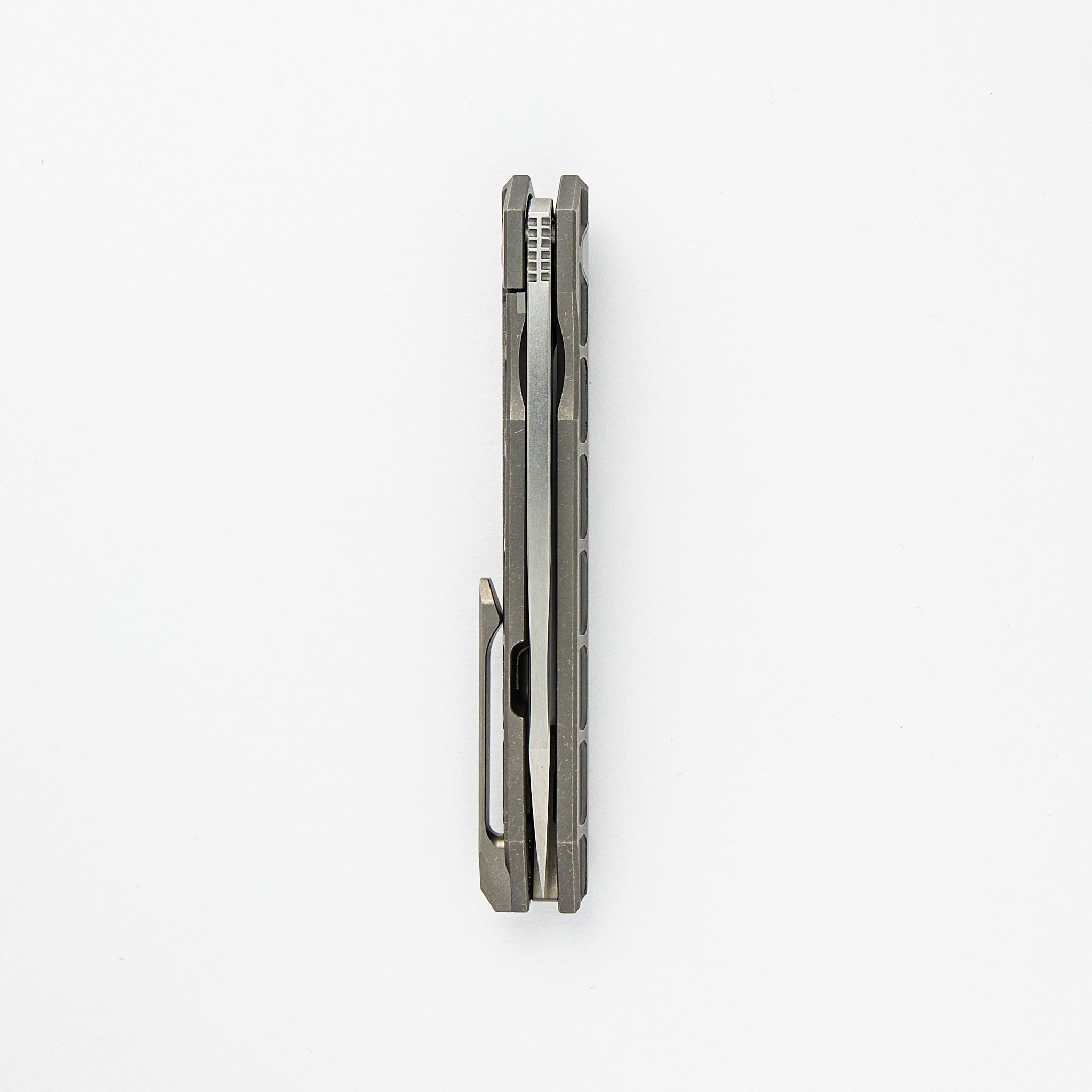 Cypher Mini – Full Tech Series – Stonewashed Ti Handle – Bright Stonewashed M390 Blade