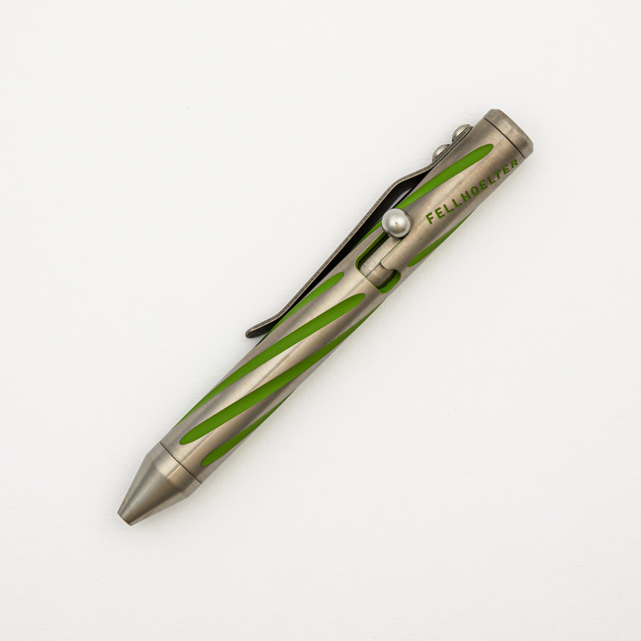 Cptn Axel TinyBolt Pen – Titanium Green Twisted Flutes