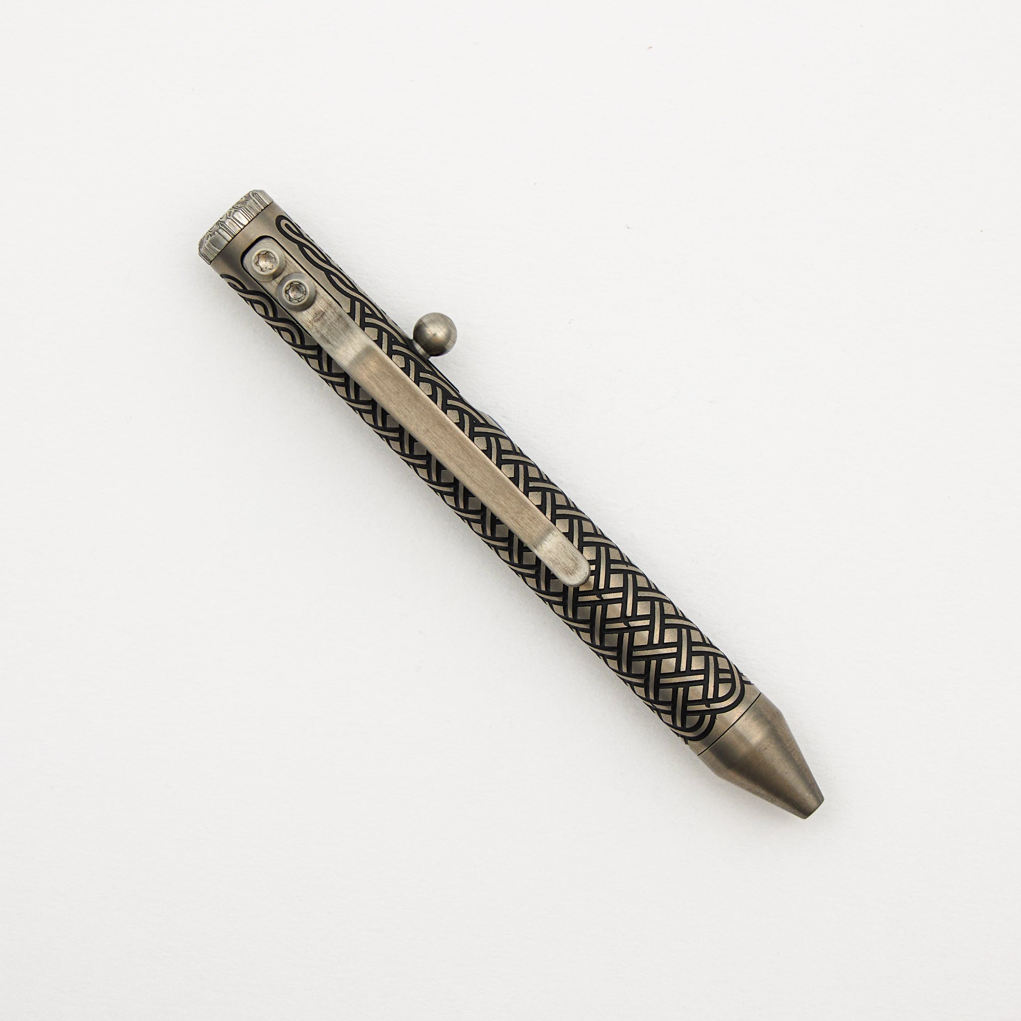 Cptn Axel TinyBolt Pen – Celtic Tuxedo W/ Damasteel Cap