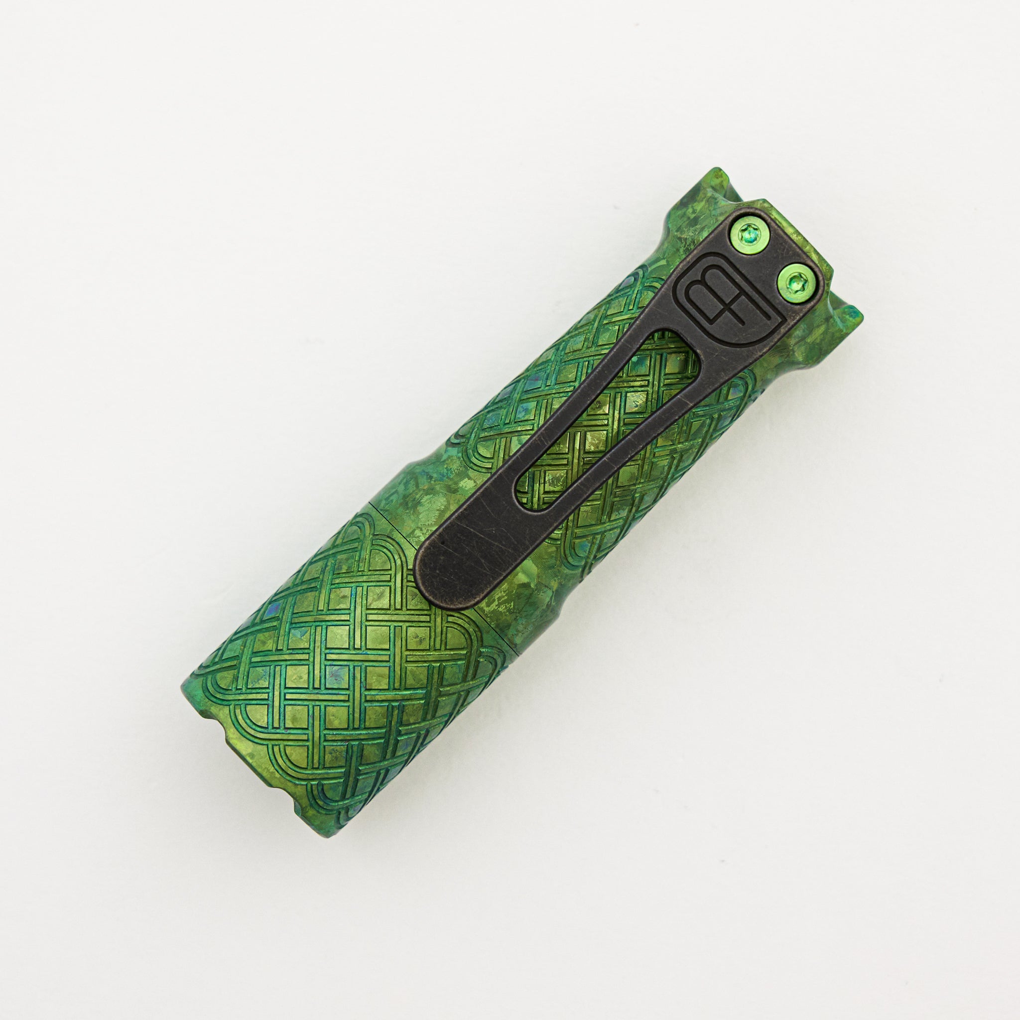 Cptn Axel FTD Flashlight - Celtic Green CrystalTi W/ Black Ti Ano Clip