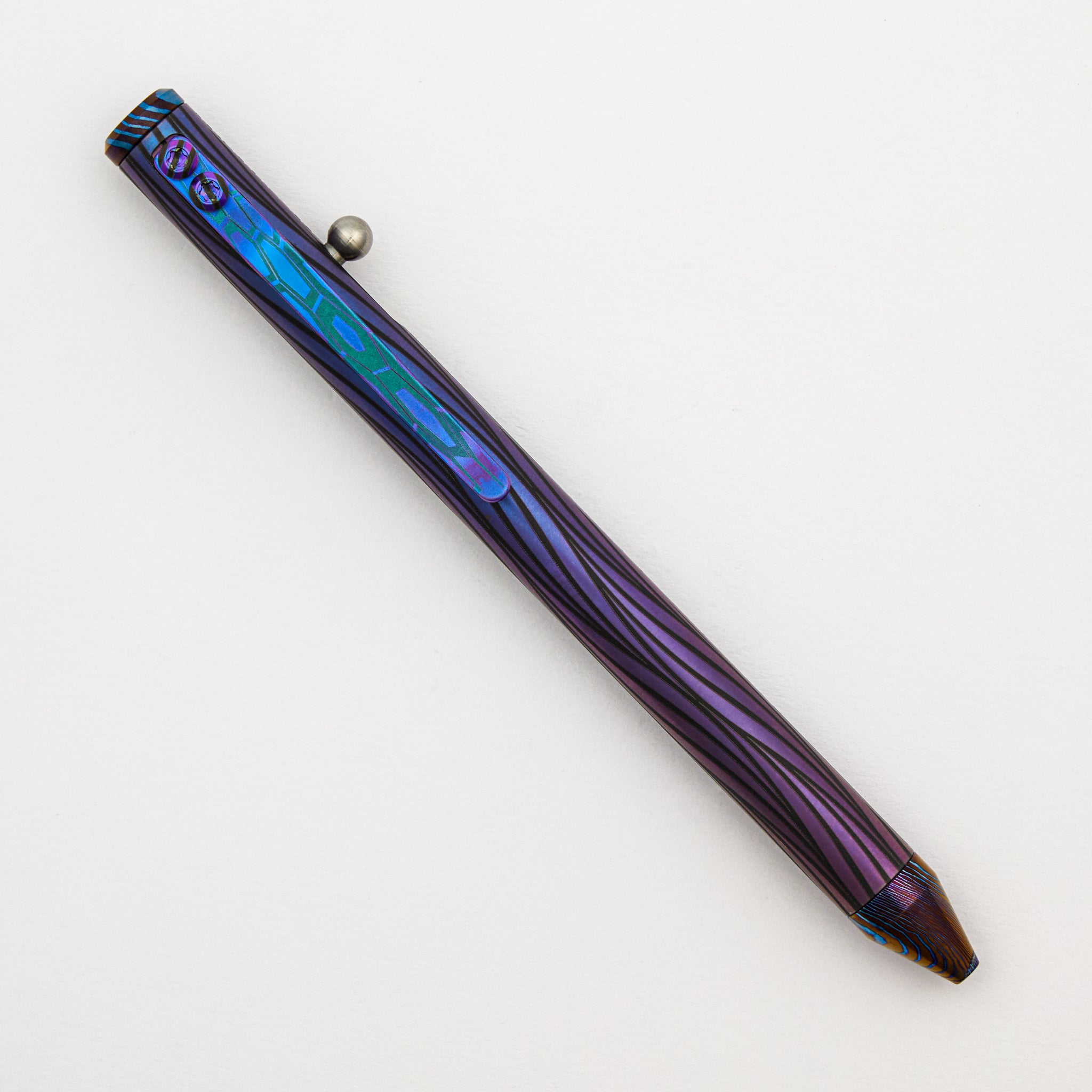 Cptn Axel Full Size TiBolt Pen - Titanium Purple Waves W/ MokuTi Tip & Cap