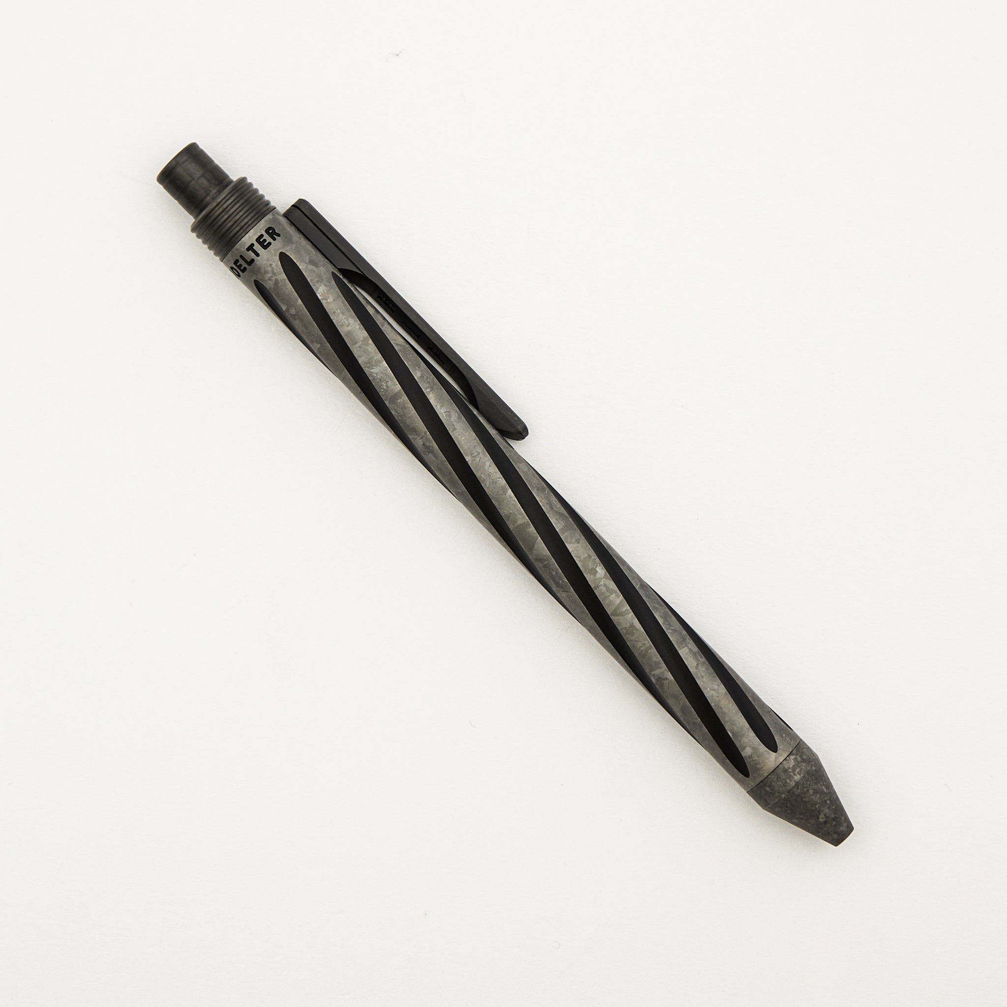 Cptn Axel Full Size TiClicker Pen - CrystalTi Twist Tuxedo/Zirconium Accents