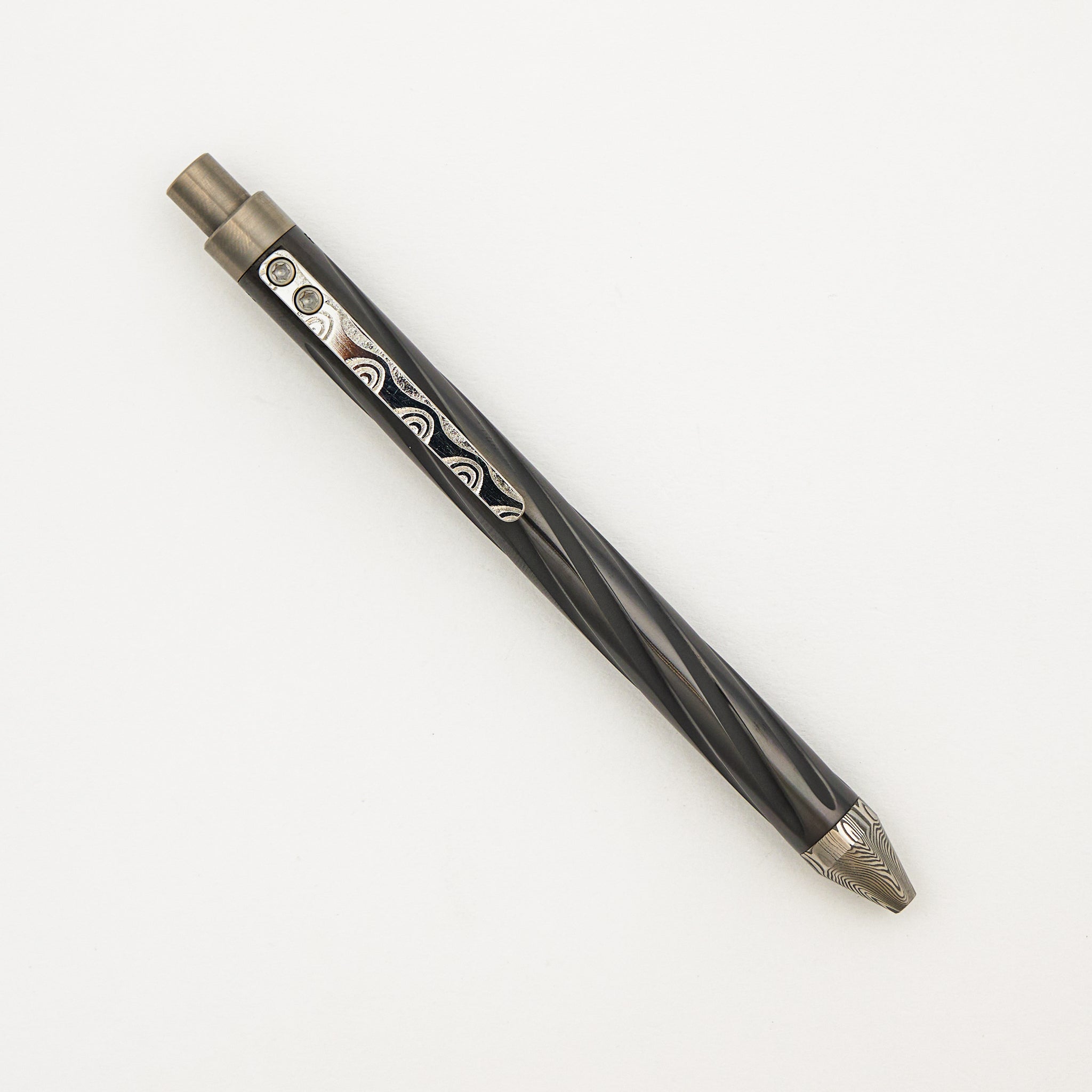 Cptn Axel Full Size TiClicker Pen - Zirconium/Damasteel Accents