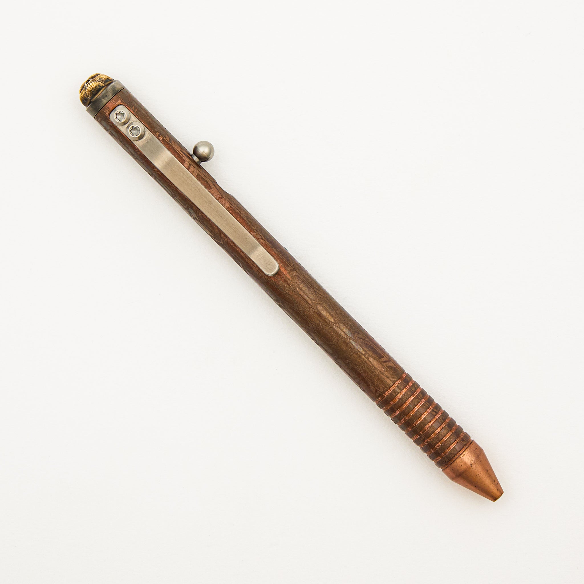 Cptn Axel Full Size TiBolt Pen - Copper Kryptex - Steel Flame Cap