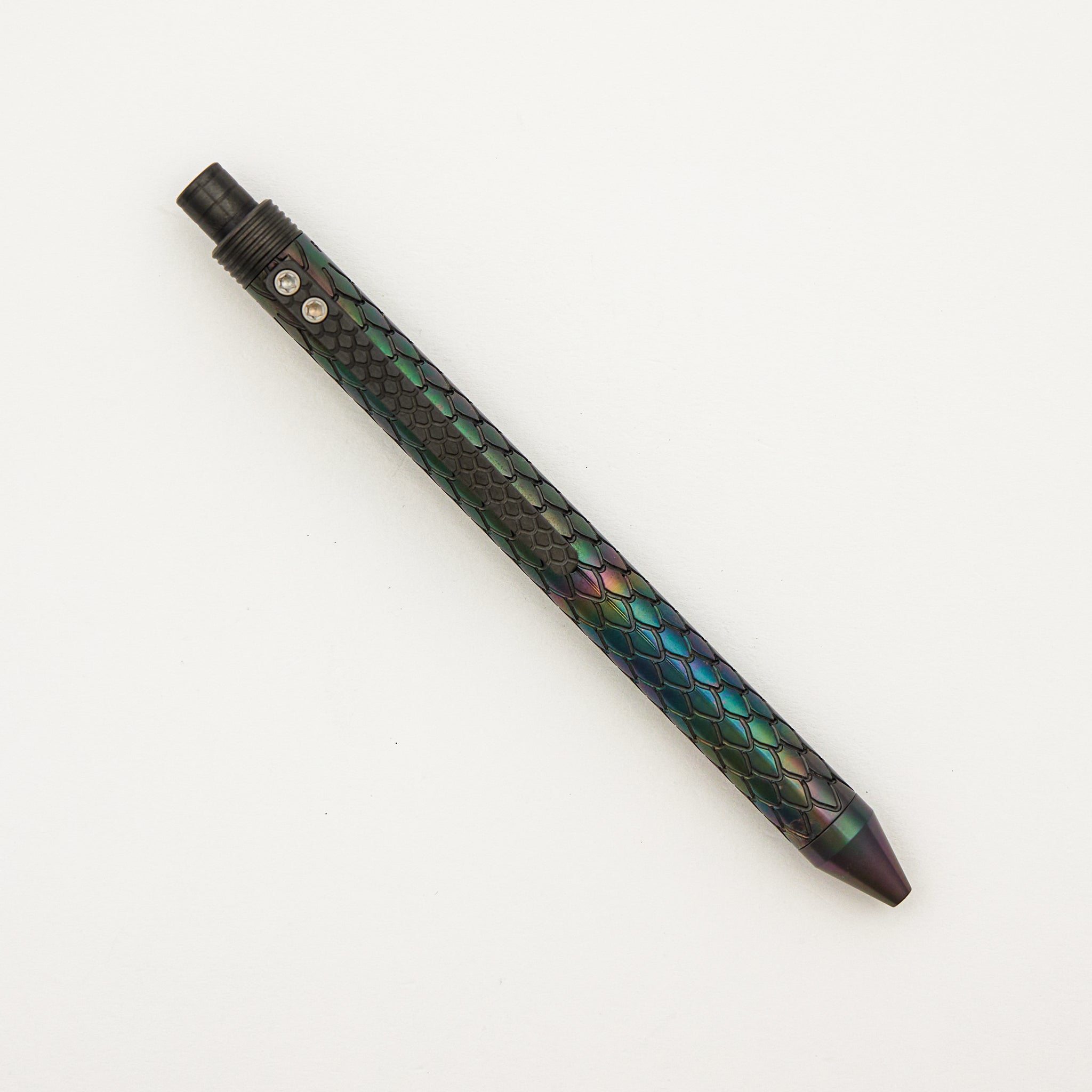Cptn Axel Full Size TiClicker Pen - Reverse Tuxedo Oil Zirconium Dragon