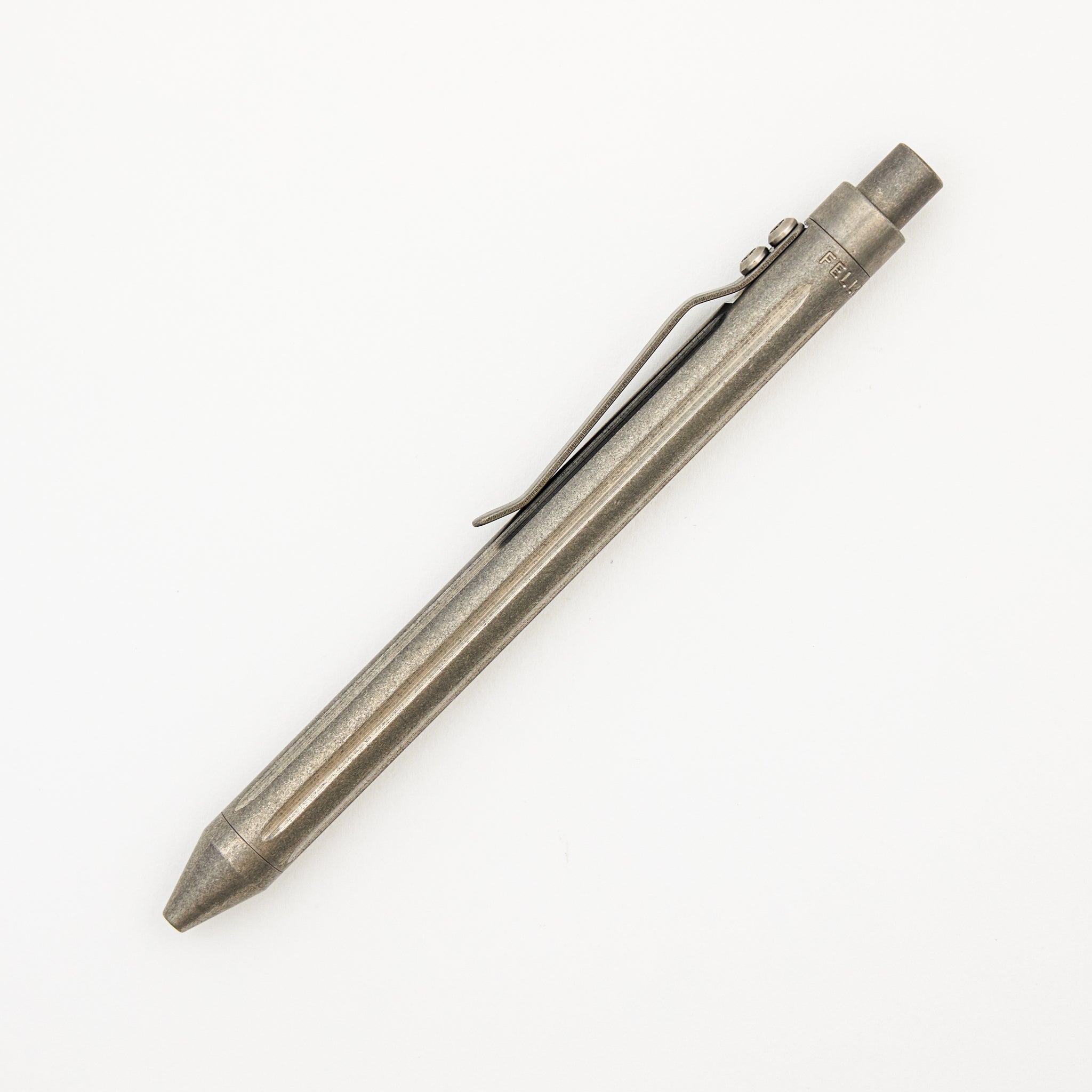 Full Size TiClicker Pen - Titanium Straight Flutes