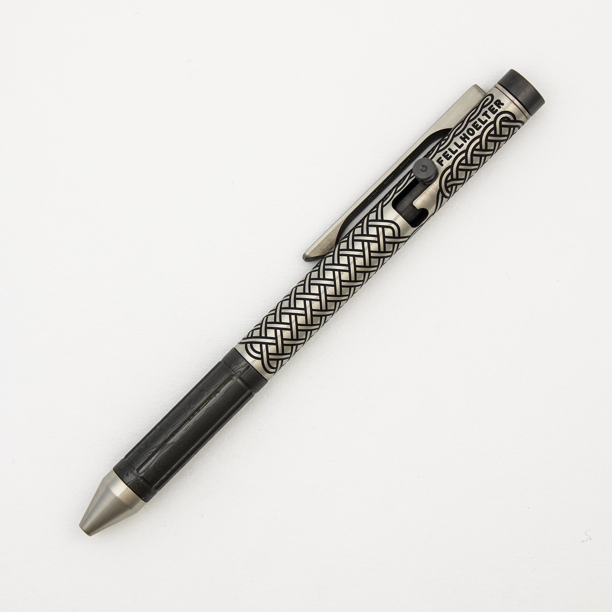 Cptn Axel Full Size TiBolt Pen - Celtic W/ DLC Damasteel Extender - Fap Cap