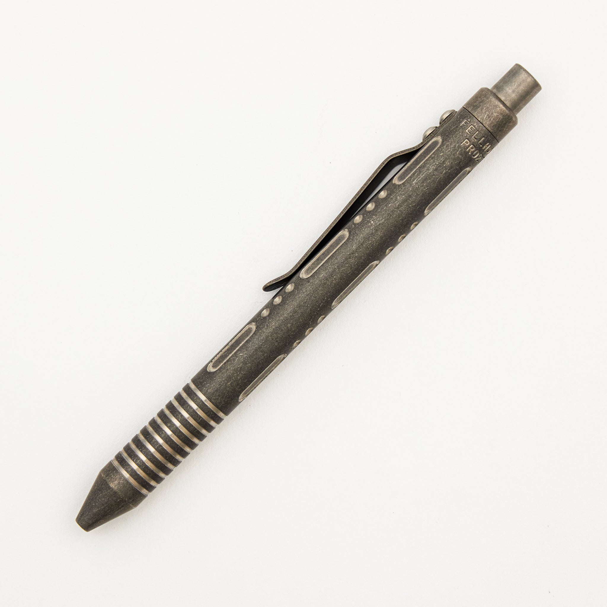 Full Size TiClicker Pen - Titanium Stonewashed Deluxe W/ Slots - Divots Version