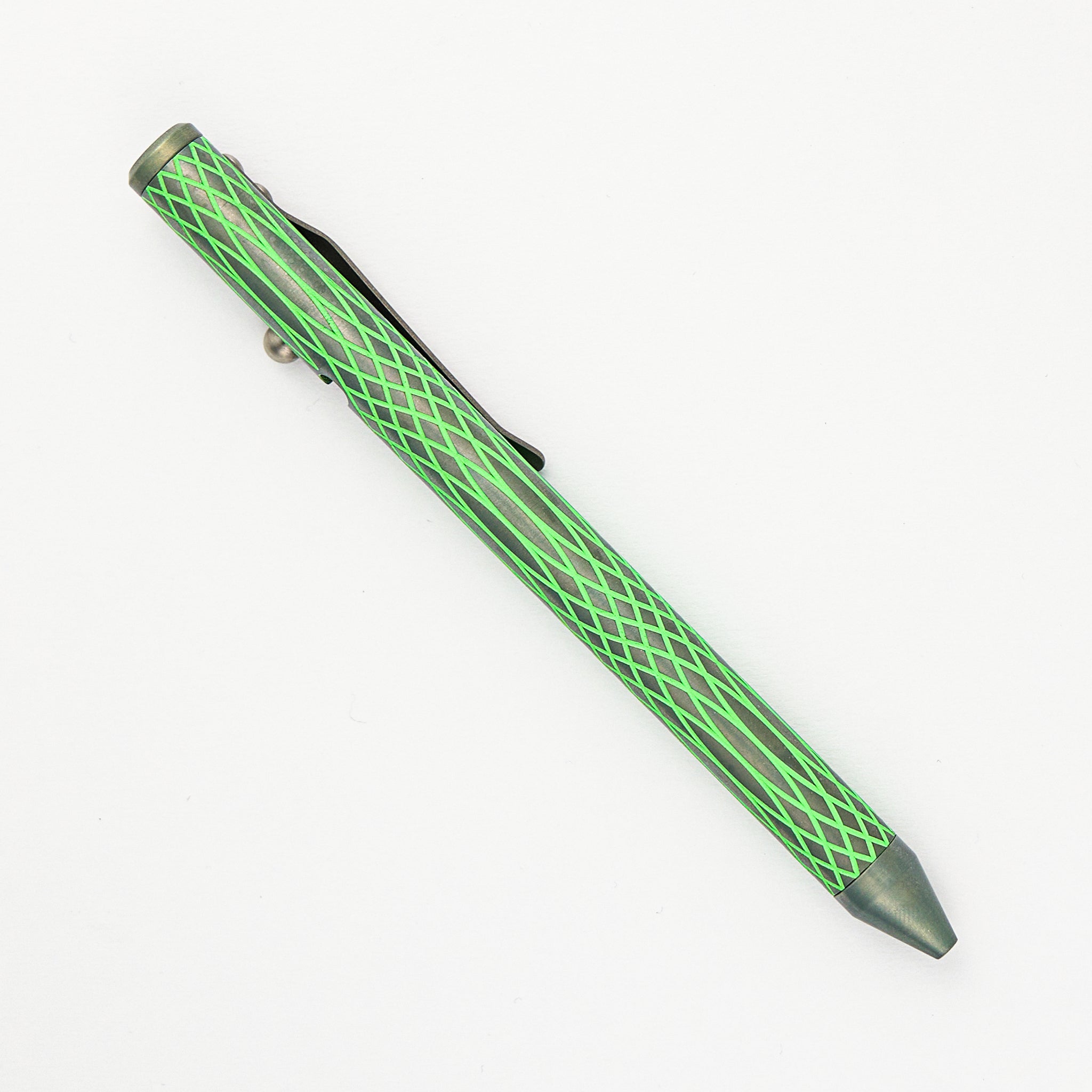 Cptn Axel Full Size TiBolt Pen - Triple Sinewave UV Green Titanium