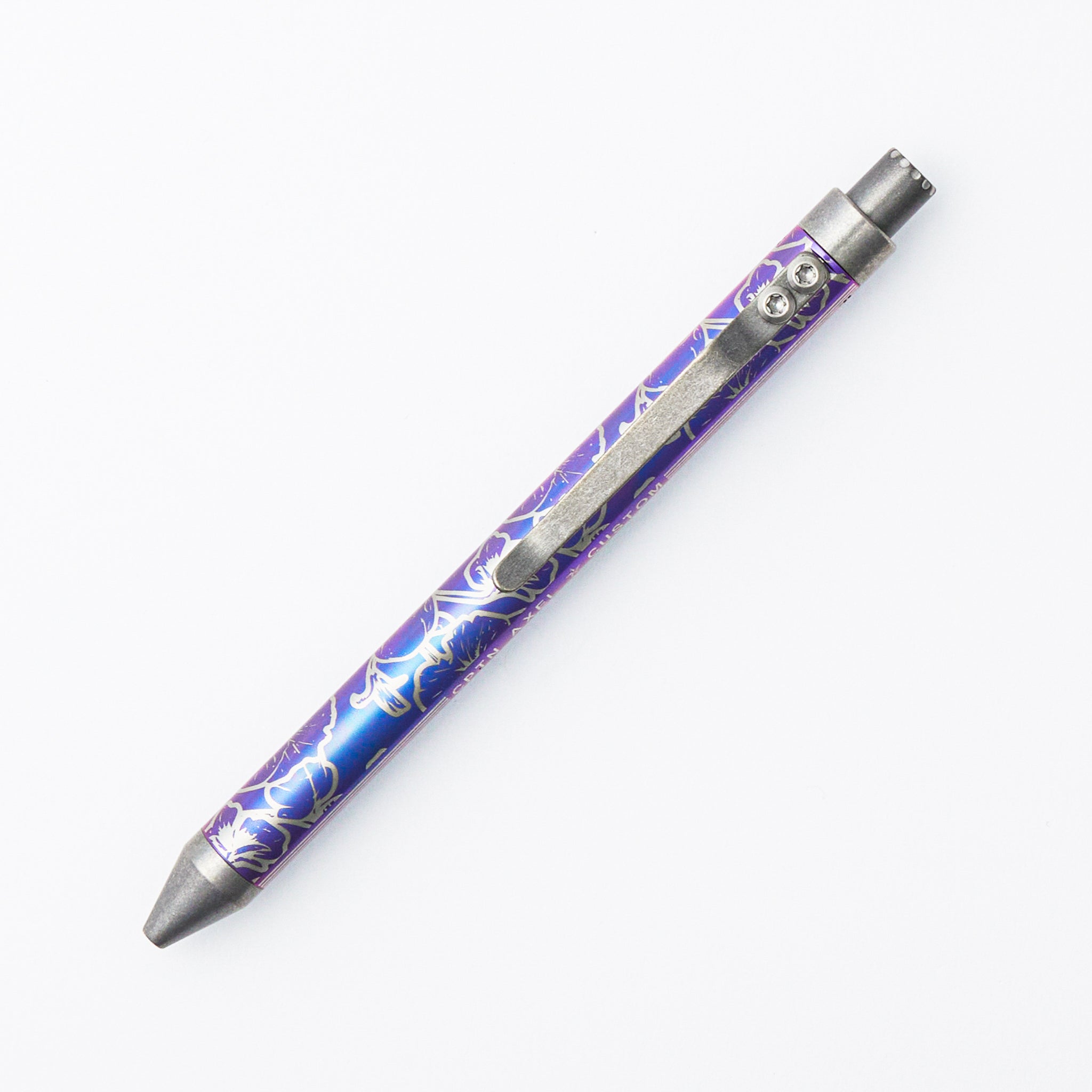 Cptn Axel Full Size TiCkler Pen - "Hibiskull" Purple Titanium