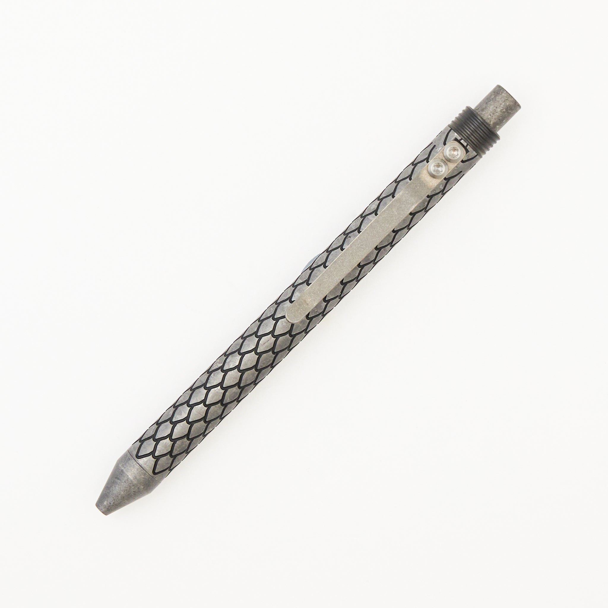 Cptn Axel TiClicker Pen - CrystalTi Tuxedo Dragon - Zirconium Accents