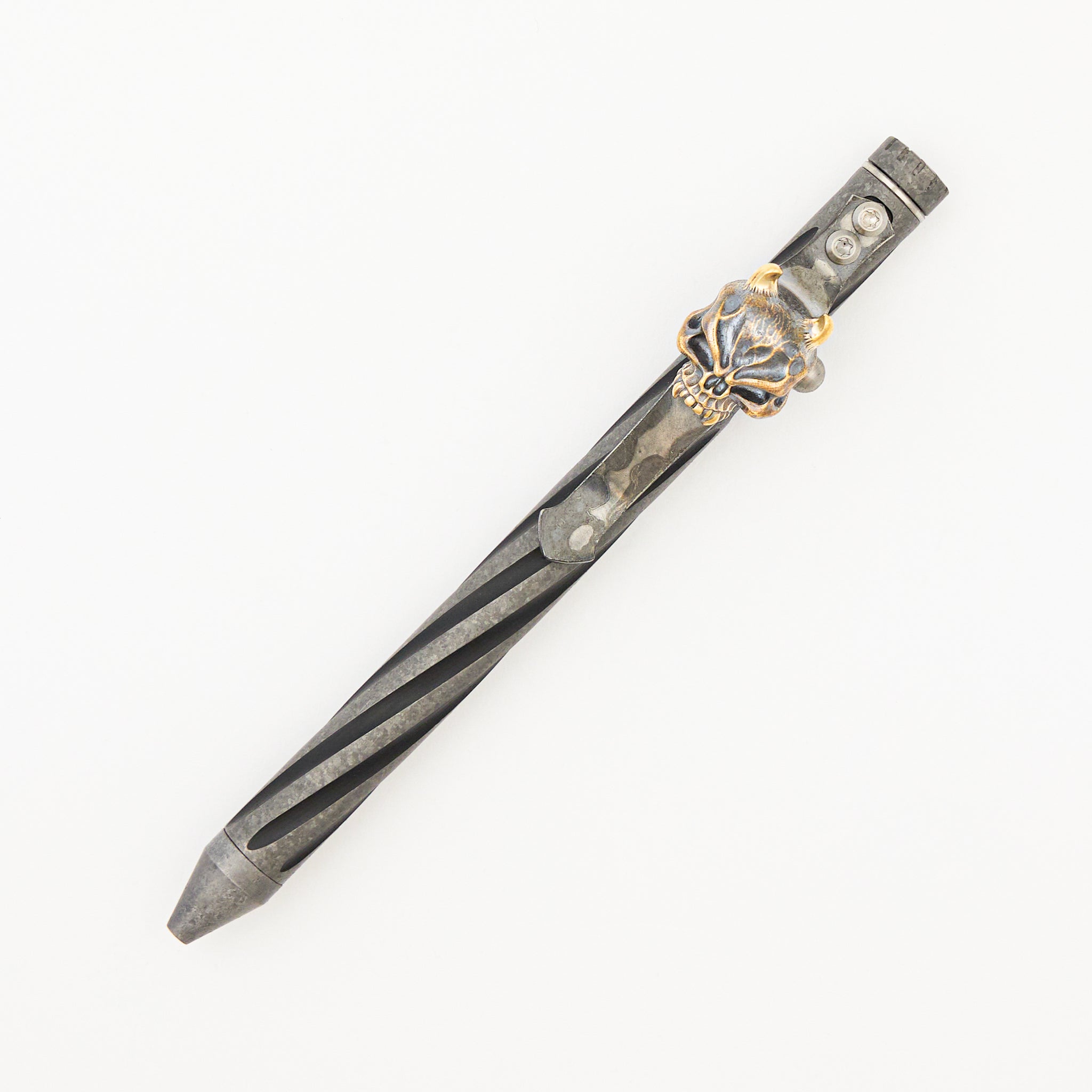 Cptn Axel Full Size TiBolt Pen - CrystalTi - Steel Flame Bronze Hard Hannya Pocket Clip - Fap Cap