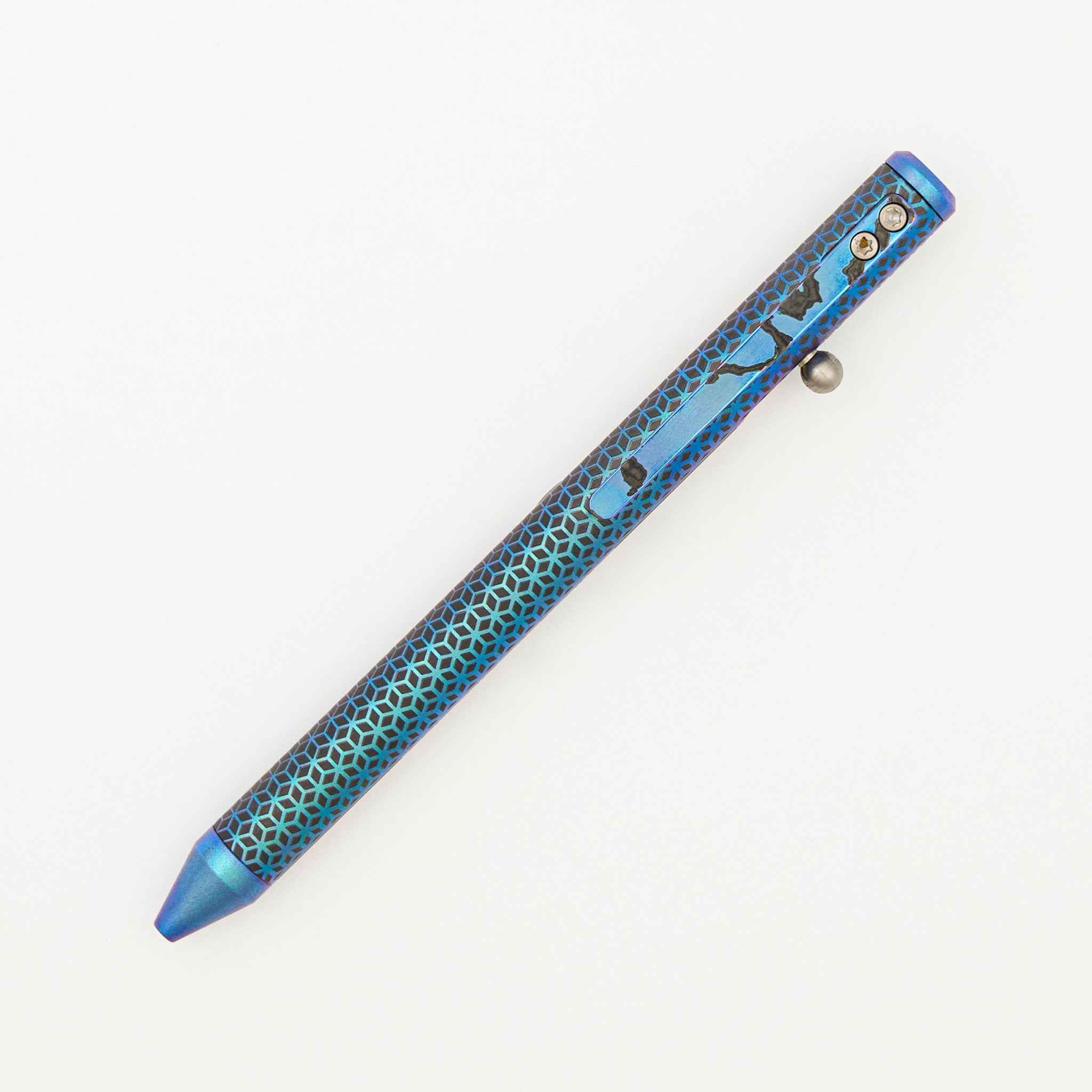 Cptn Axel Full Size TiBolt Pen - Titanium Blue Laser - ZircuTi Pocket Clip