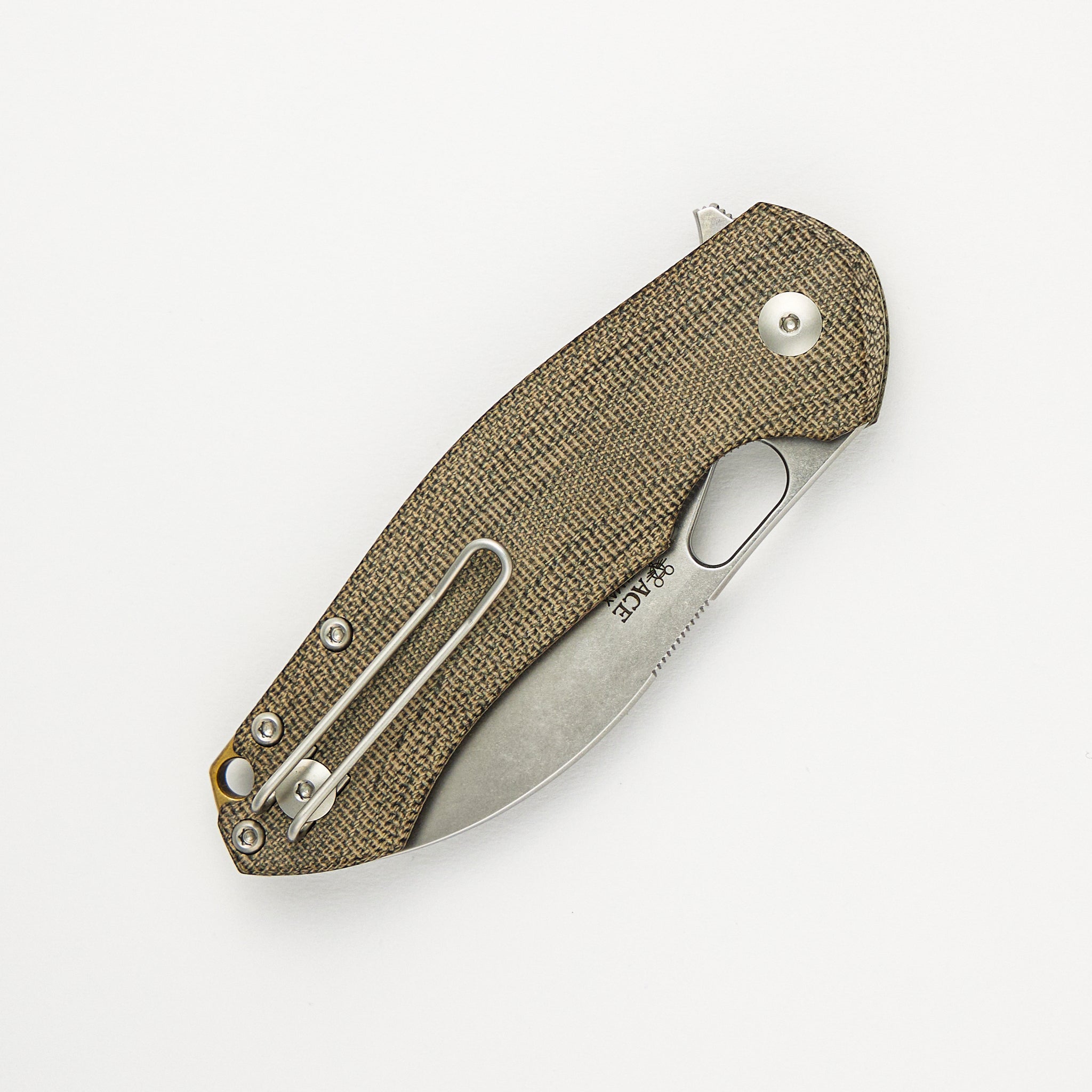 ACE Biblio XL - Green Canvas Micarta - Stonwashed