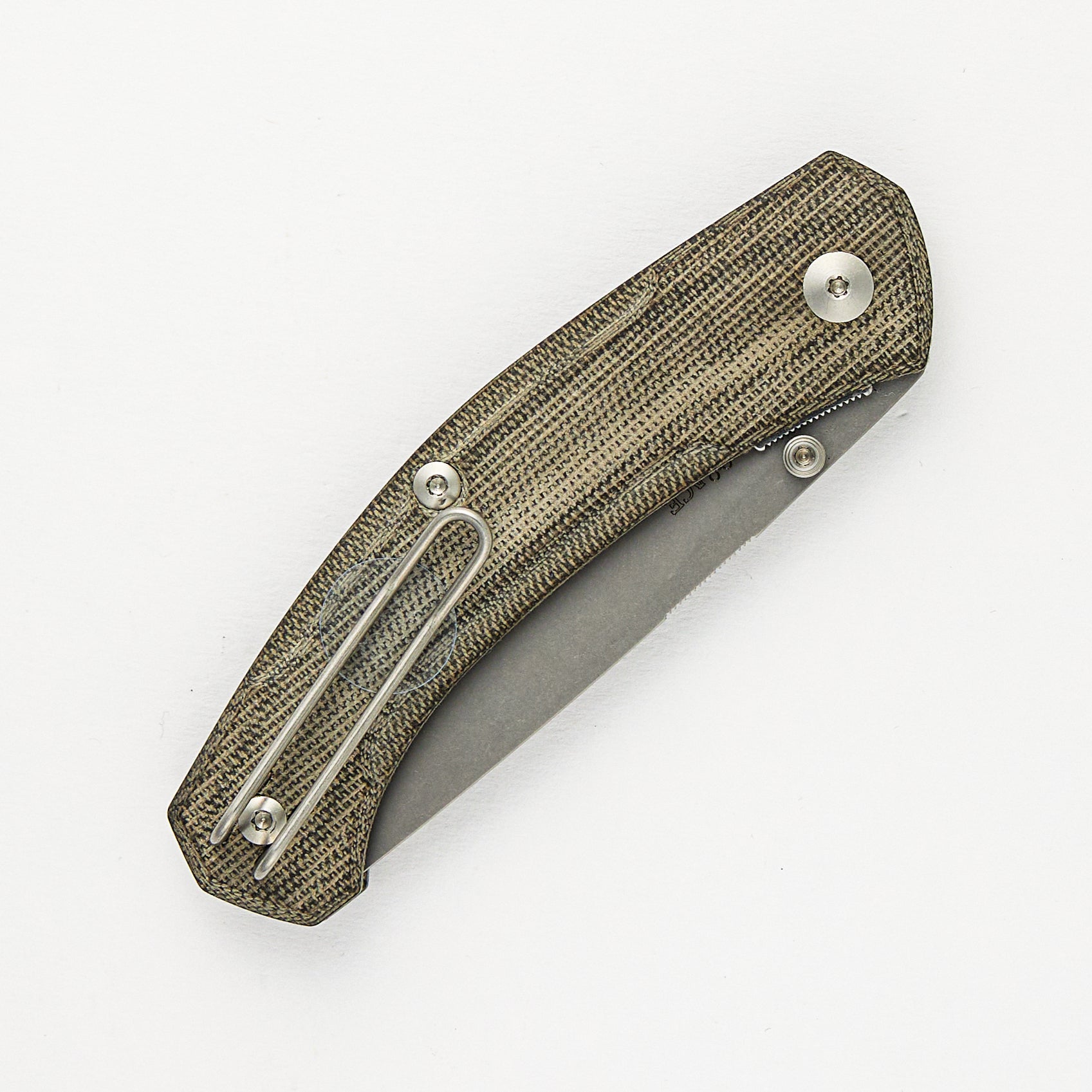ACE Iona V2 - Green Linen Micarta - Stonewashed