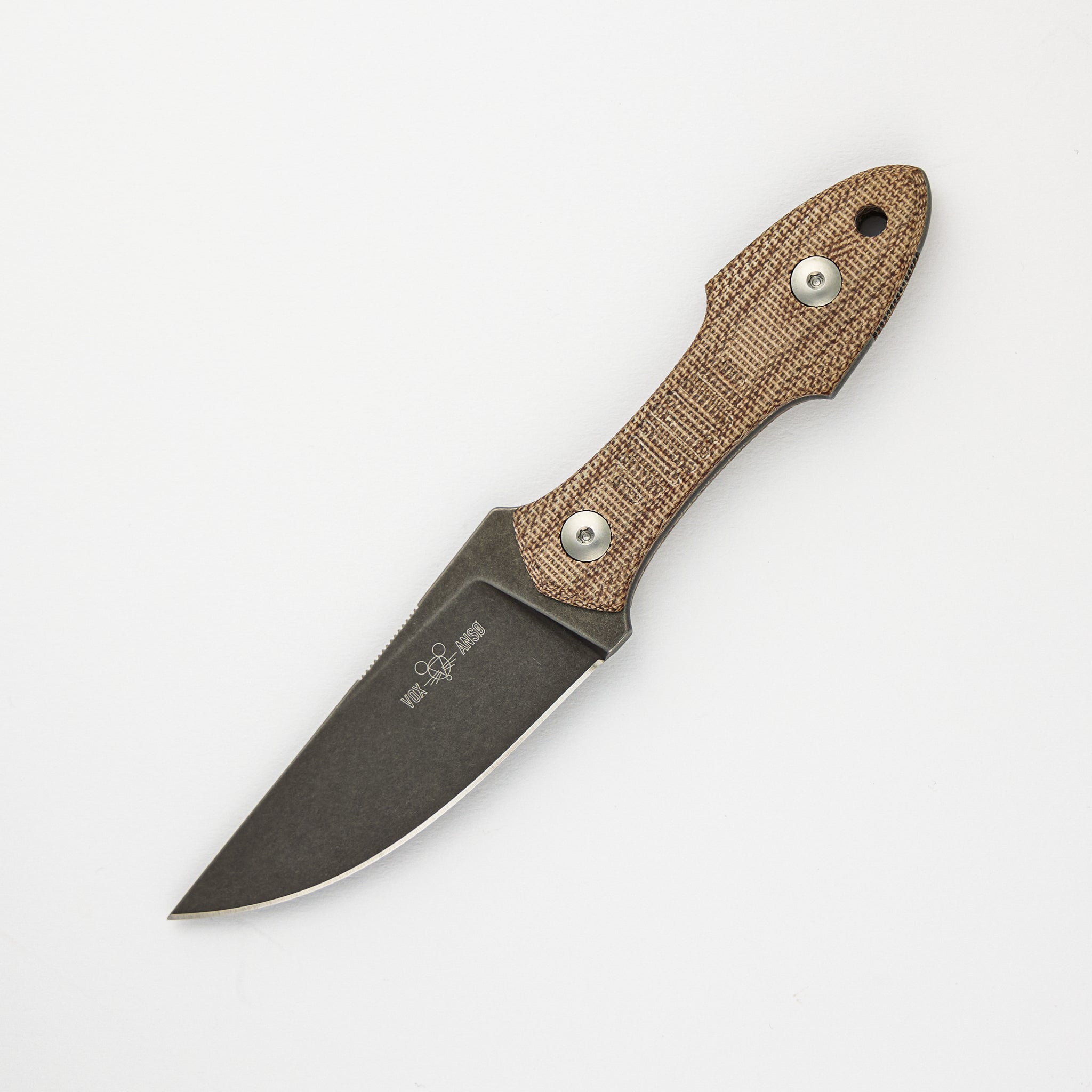 GiantMouse - GMF3-P - Fixed Blade - Natural Canvas Micarta - PVD