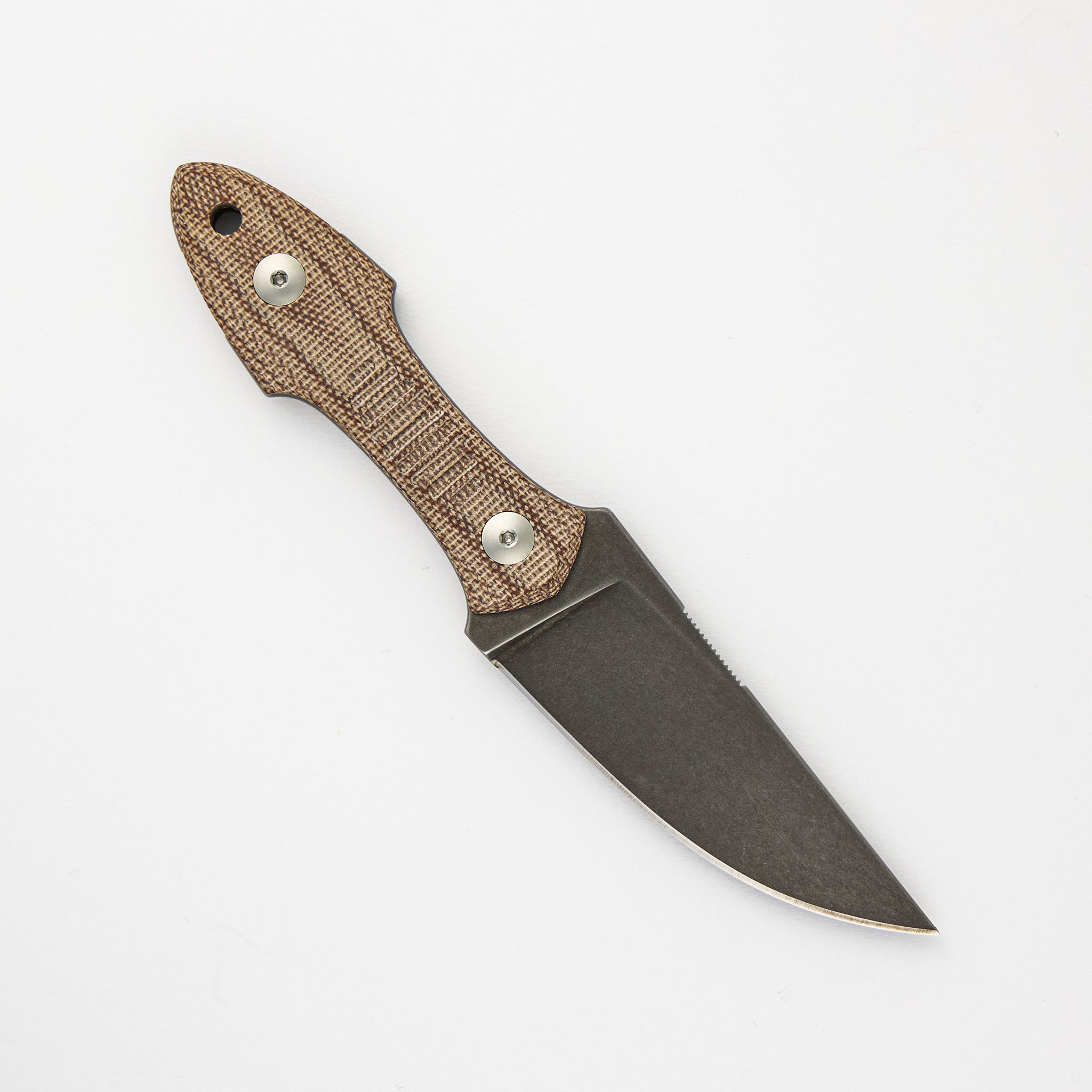 GiantMouse - GMF3-P - Fixed Blade - Natural Canvas Micarta - PVD