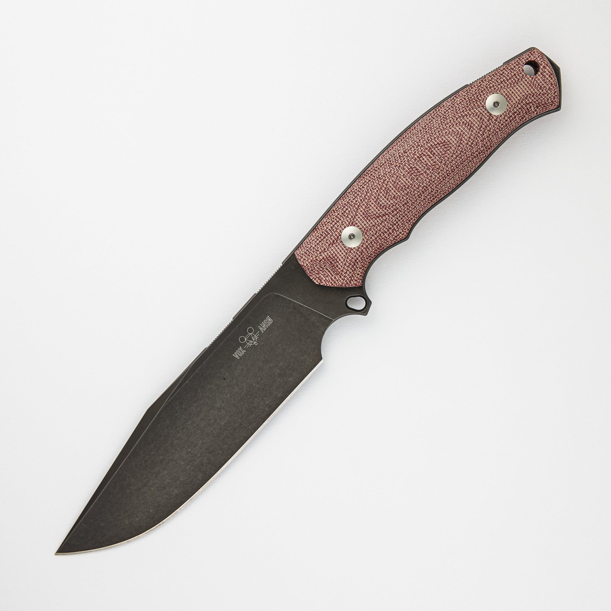 GiantMouse - GMF4 - Fixed Blade - Red Canvas Micarta - PVD
