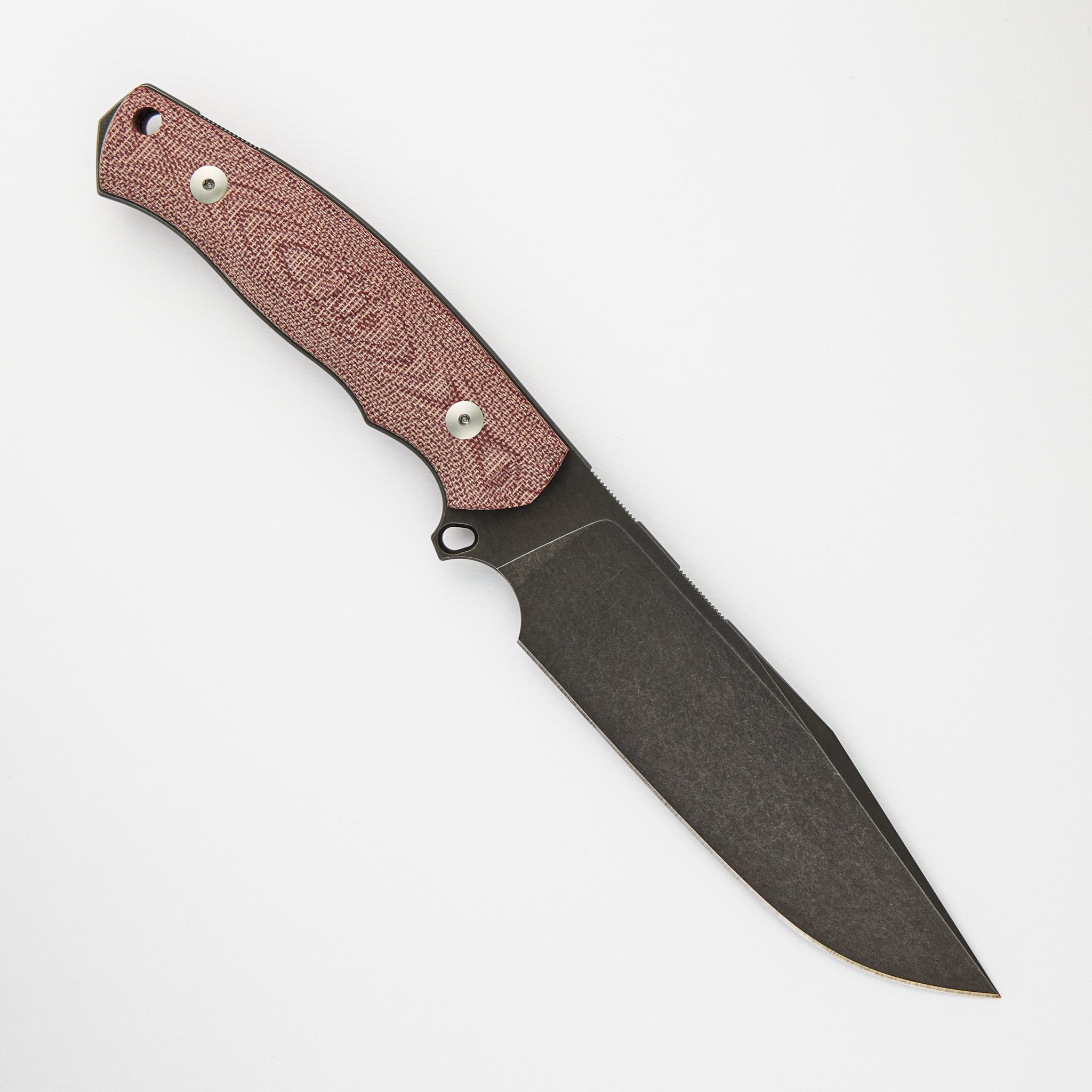 GiantMouse - GMF4 - Fixed Blade - Red Canvas Micarta - PVD