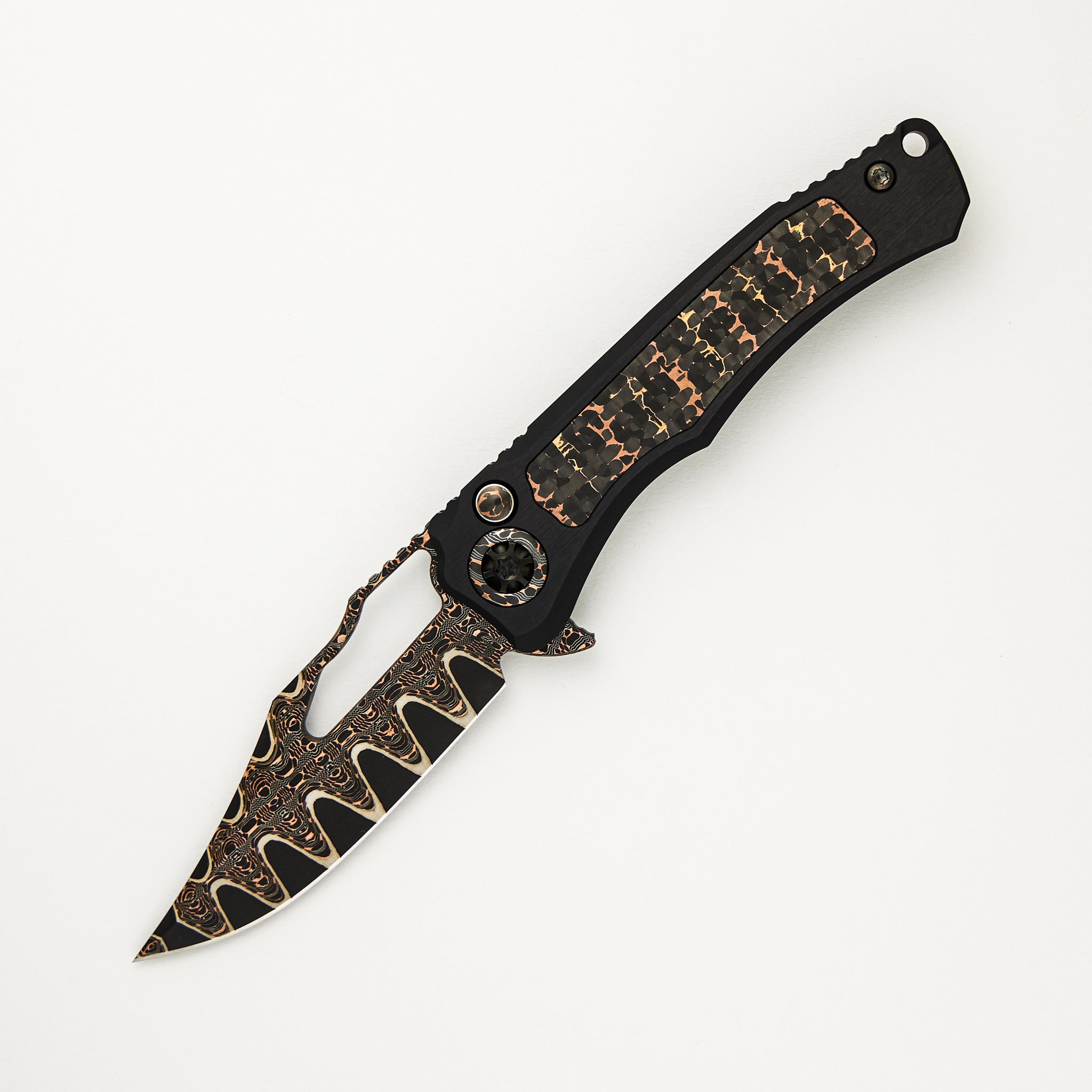 Custom Wraith V4 Manual - Bowie Edge Vegas Forge San Mai - Aluminum/Snake Skin Carbon Fiber Handle - S/N 24 of 25