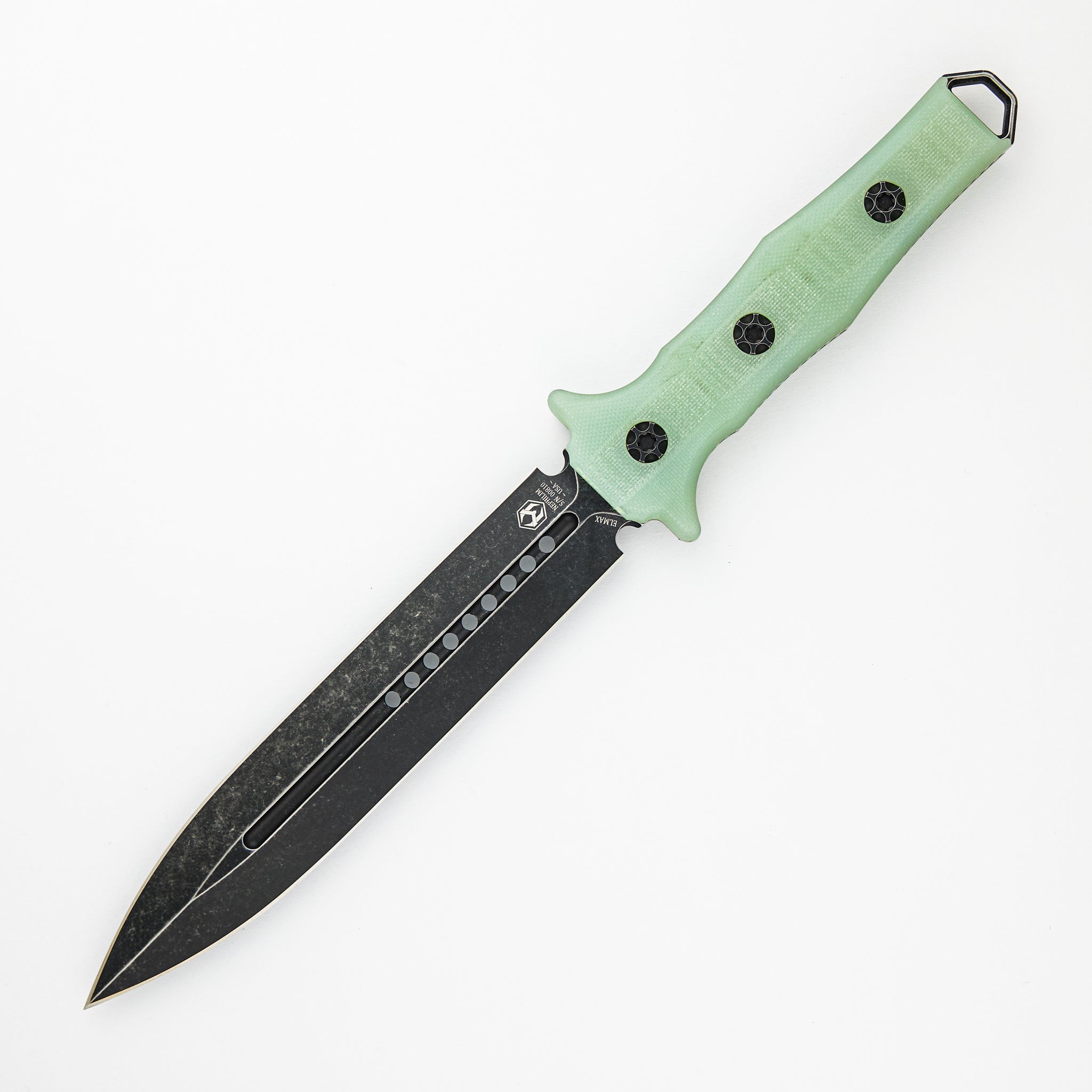 Nephilim – Jade G10 Handle – Battle Worn Elmax Blade
