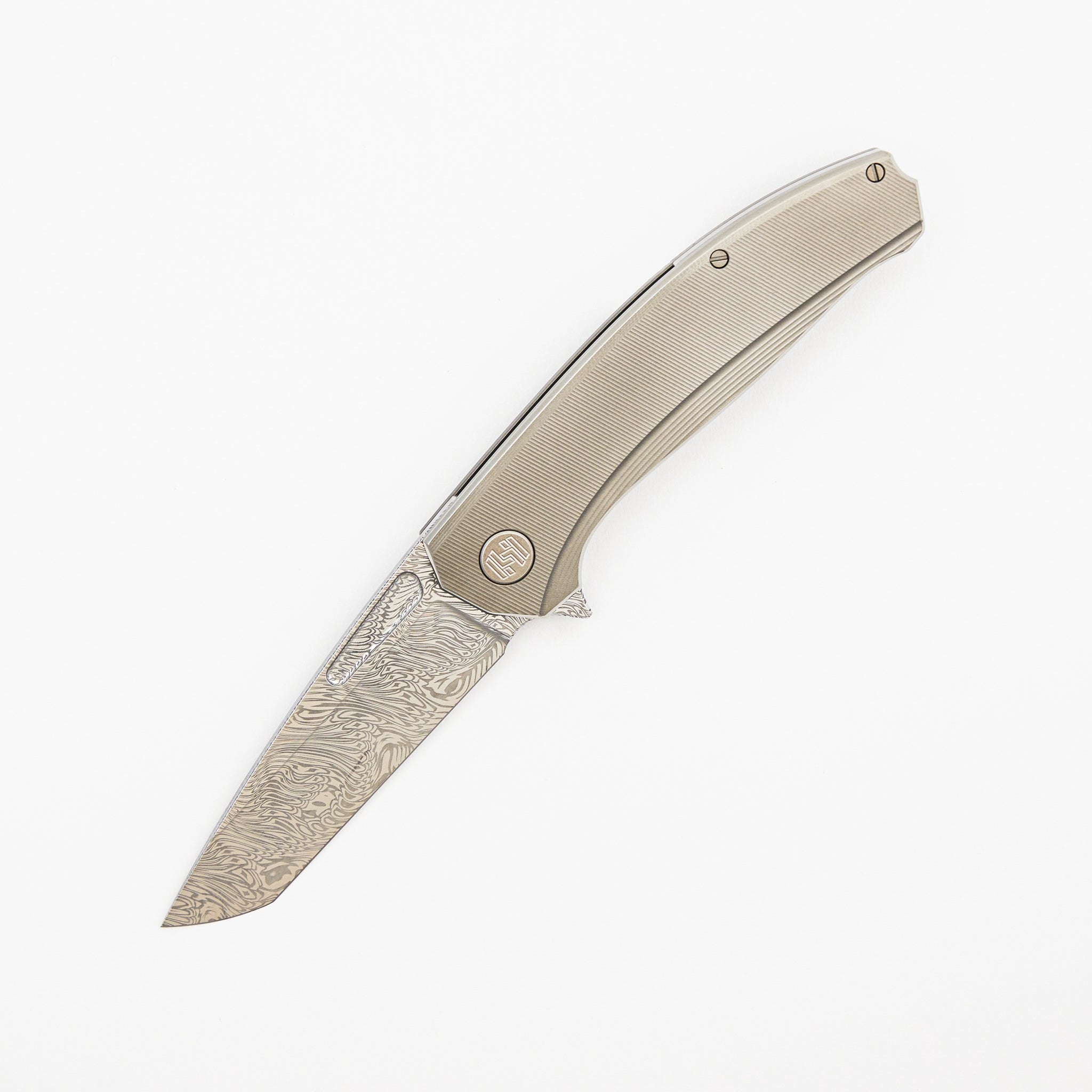 Mini Veli - Textured Titanium Handle - Damasteel Grabak Blade