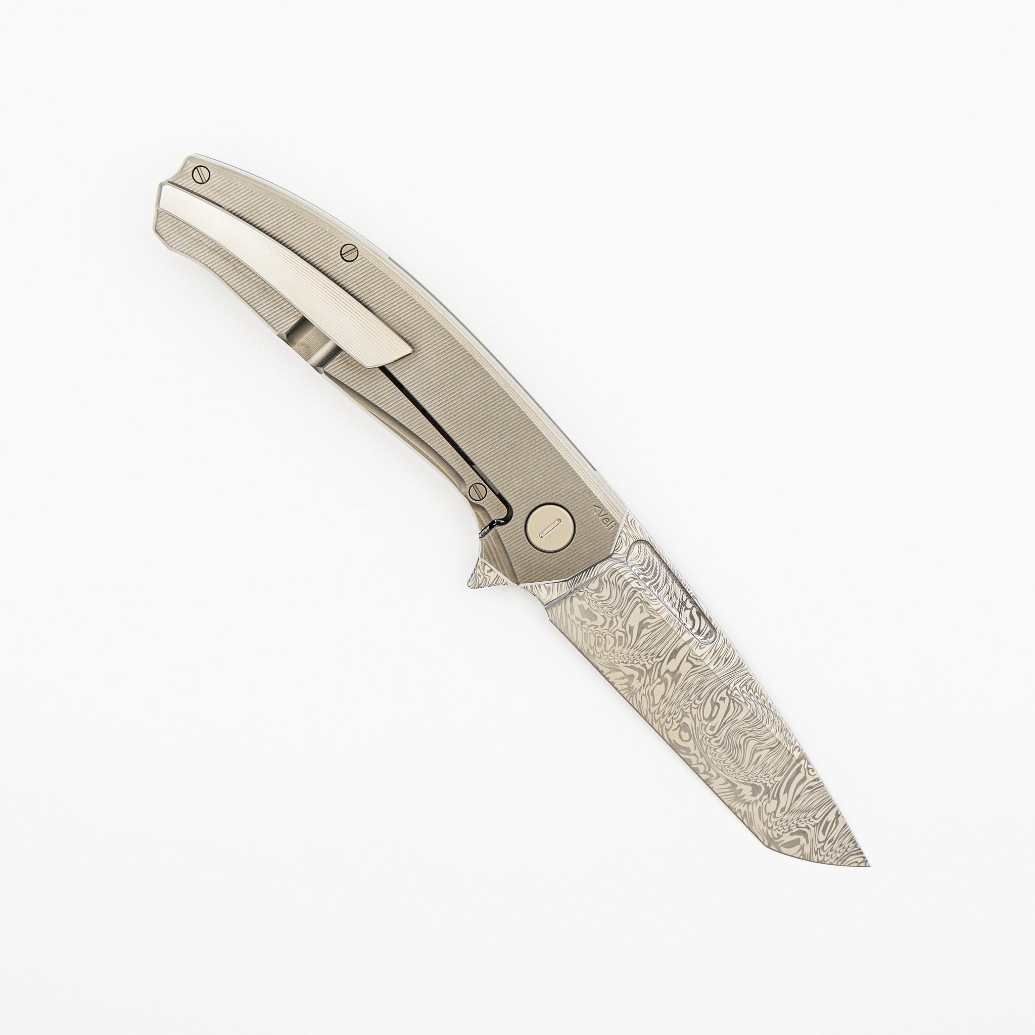 Mini Veli - Textured Titanium Handle - Damasteel Grabak Blade
