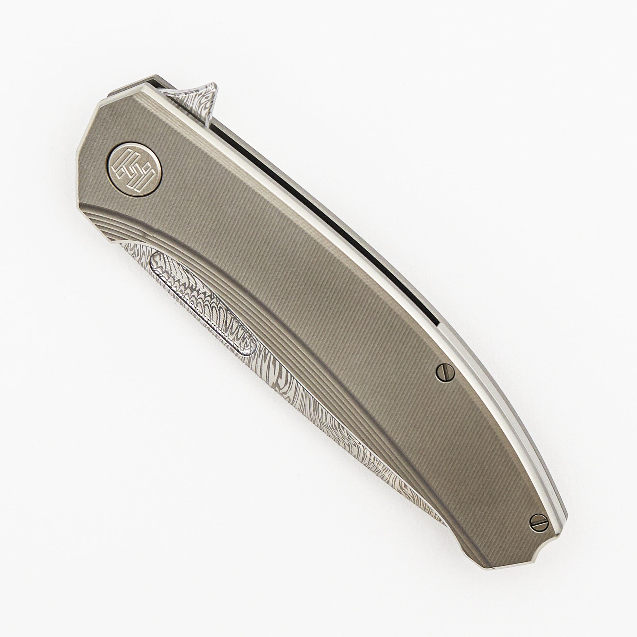 Mini Veli - Textured Titanium Handle - Damasteel Grabak Blade