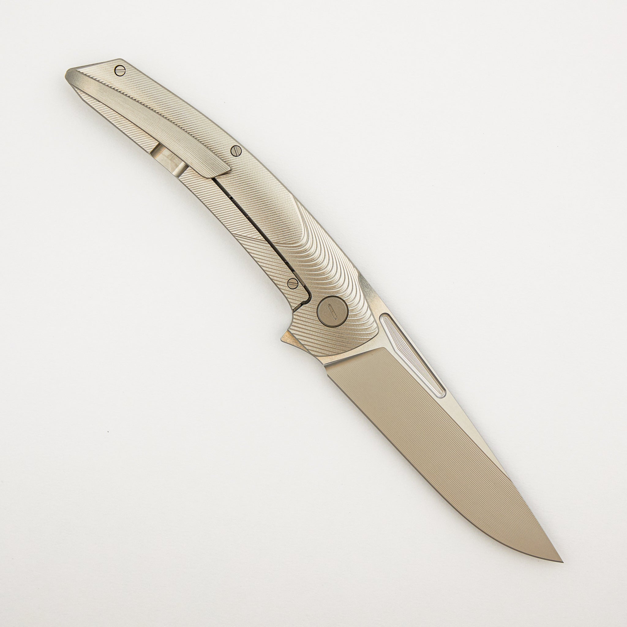 Model T Gen. 2 - Blasted Finish Titanium Handle - CarboTi Inlay - RWL-34 Blade - S/N 291