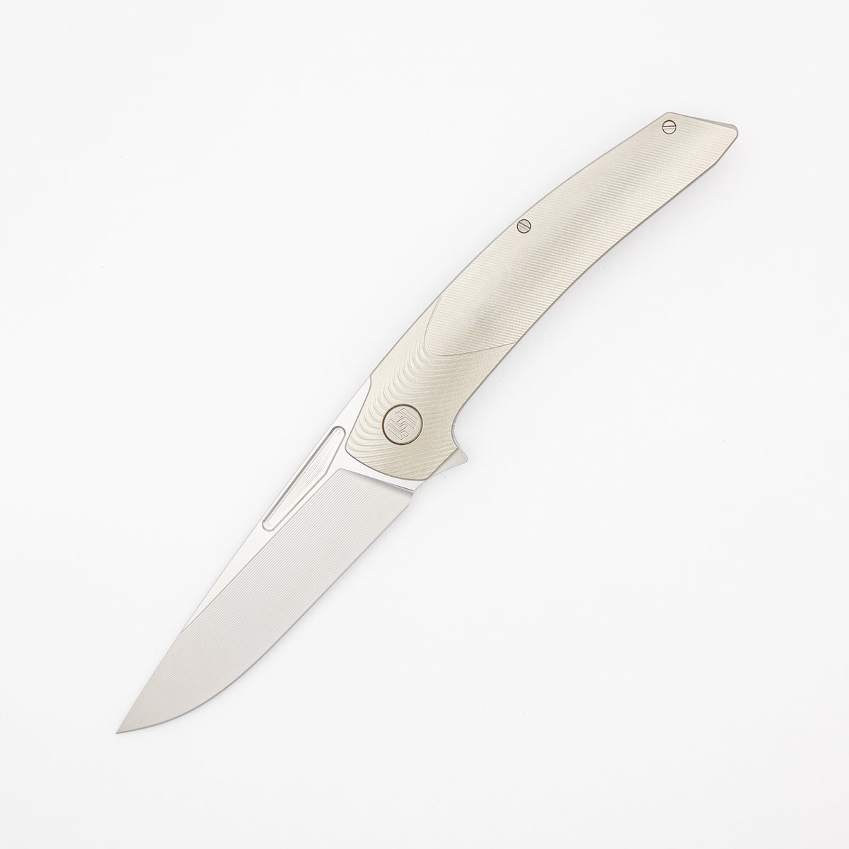 Model T Gen. 2 - Titanium Handle W/ Bolster Milling - RWL-34 Blade - Silver Accents