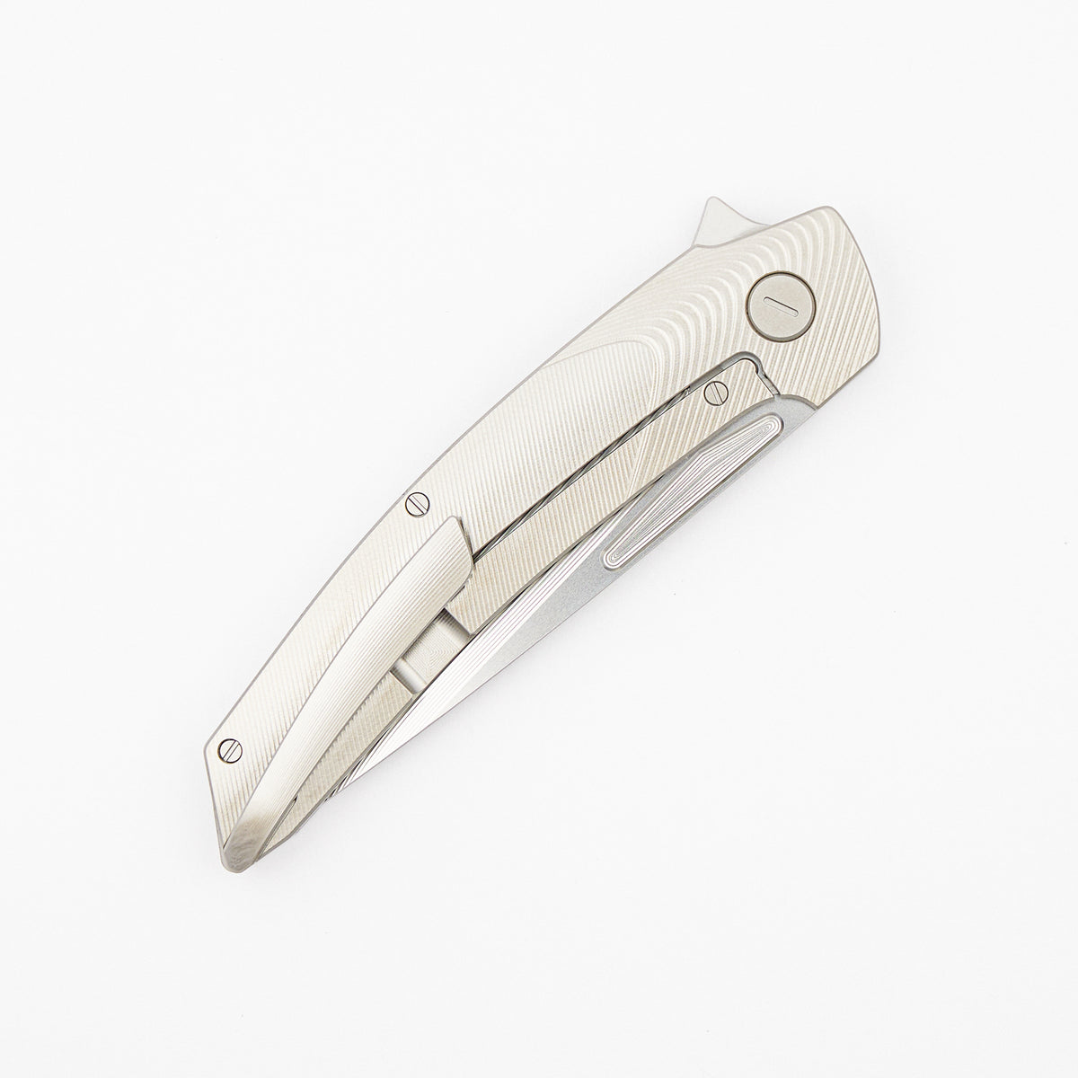 Model T Gen. 2 - Titanium Handle W/ Bolster Milling - RWL-34 Blade - Silver Accents