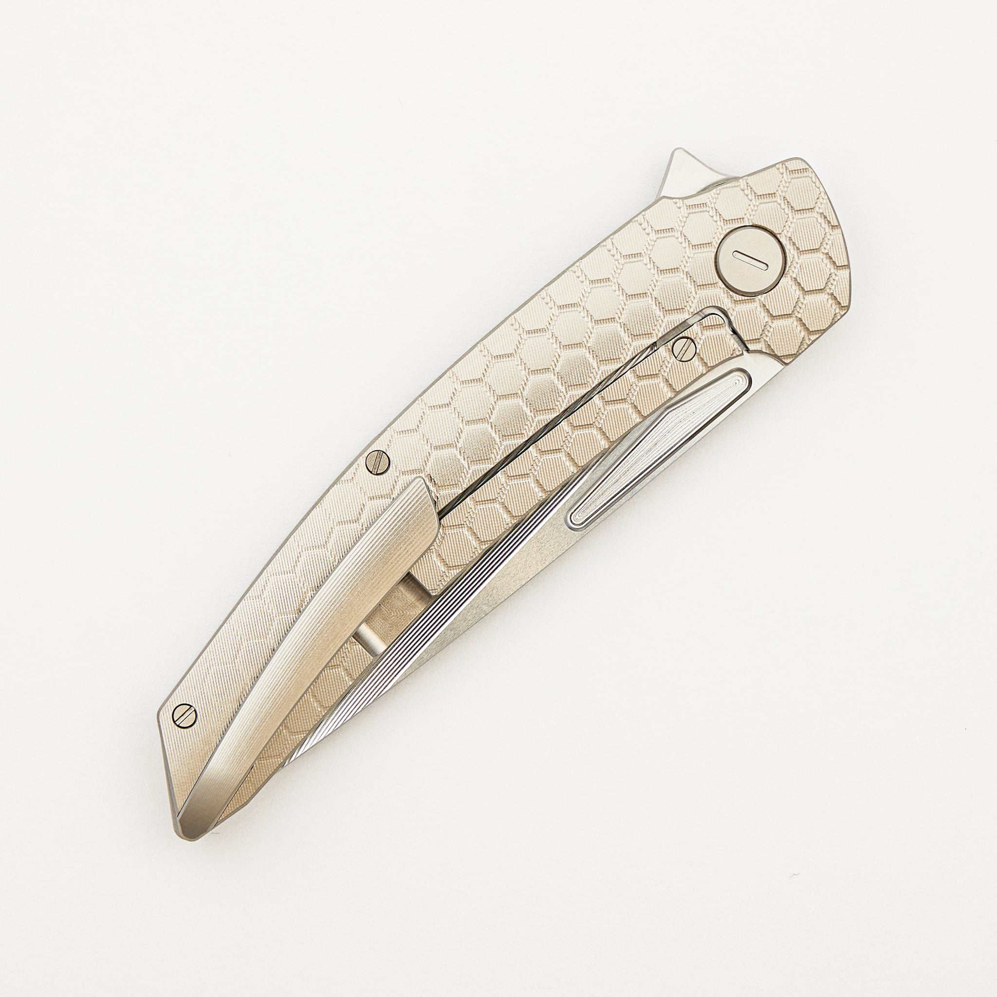 Model T Gen. 2 - Titanium Handle W/ Fade Honeycomb Milling - RWL-34 Blade