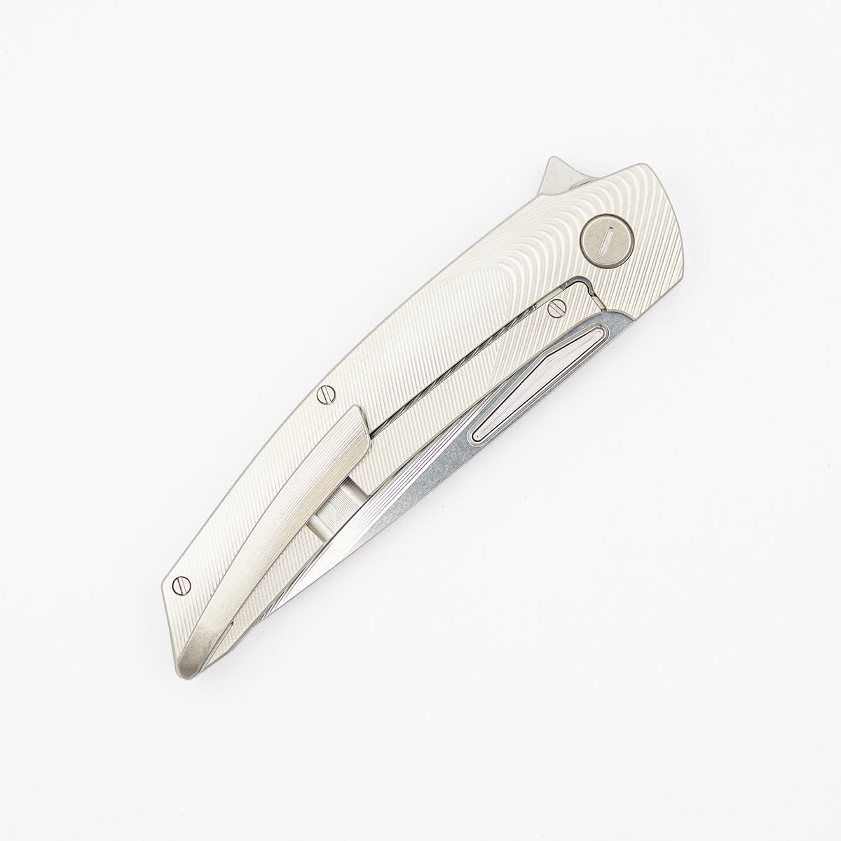 Model T Gen. 2 - Titanium Handle W/ Bolster Milling - RWL-34 Blade - Silver Accents