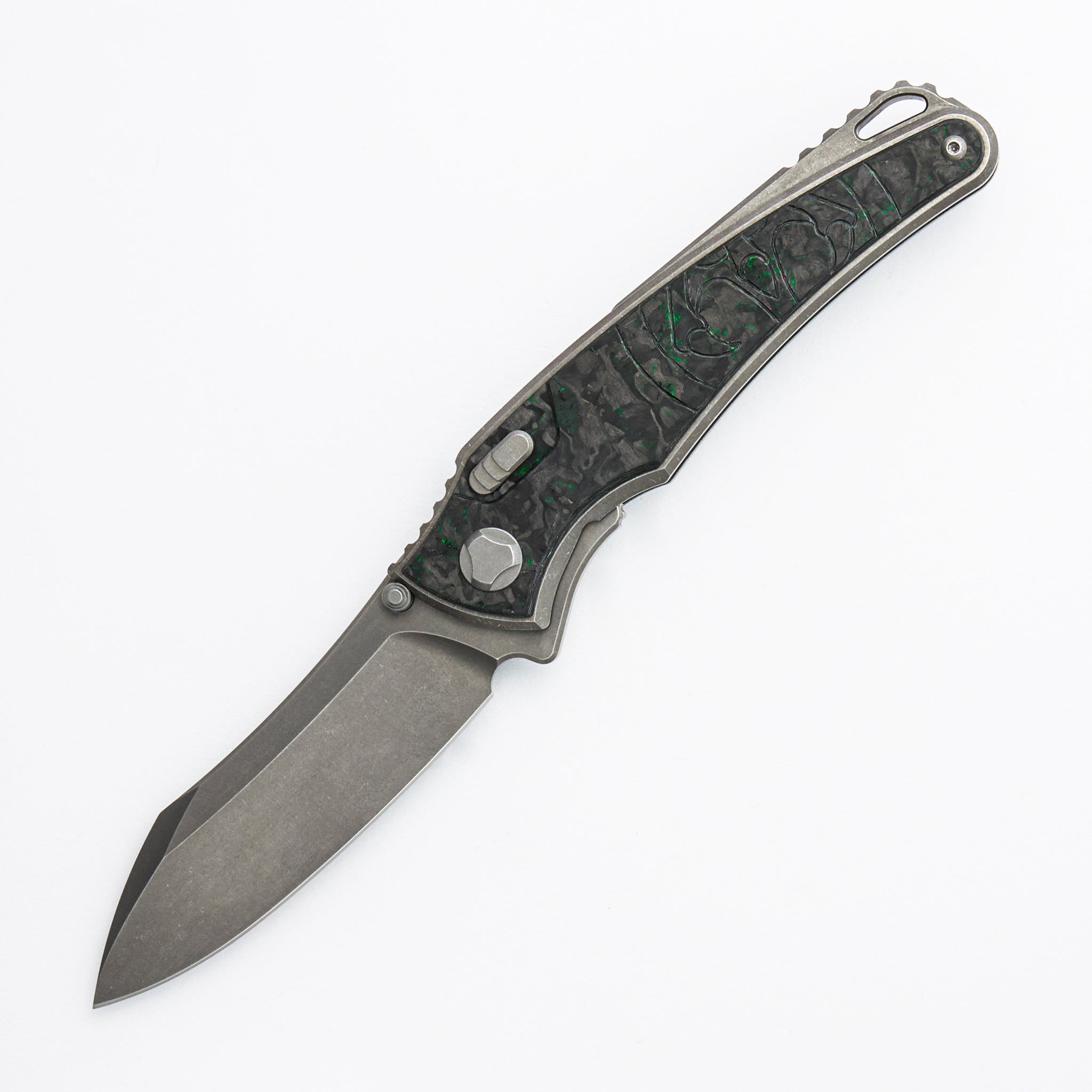 Talon - Brightwashed Titanium/Green TechnoCarbo Handle - M390 Blade