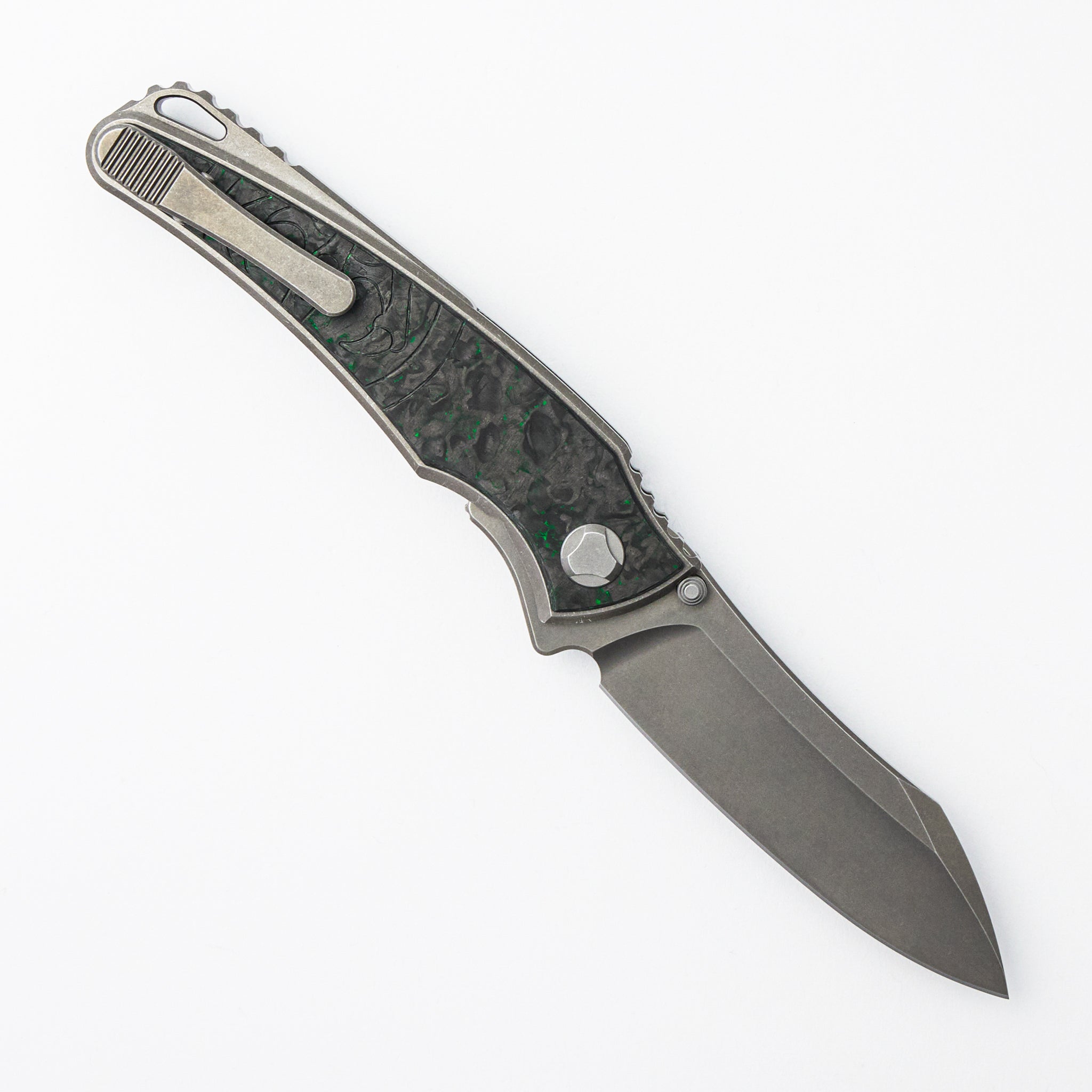 Talon - Brightwashed Titanium/Green TechnoCarbo Handle - M390 Blade
