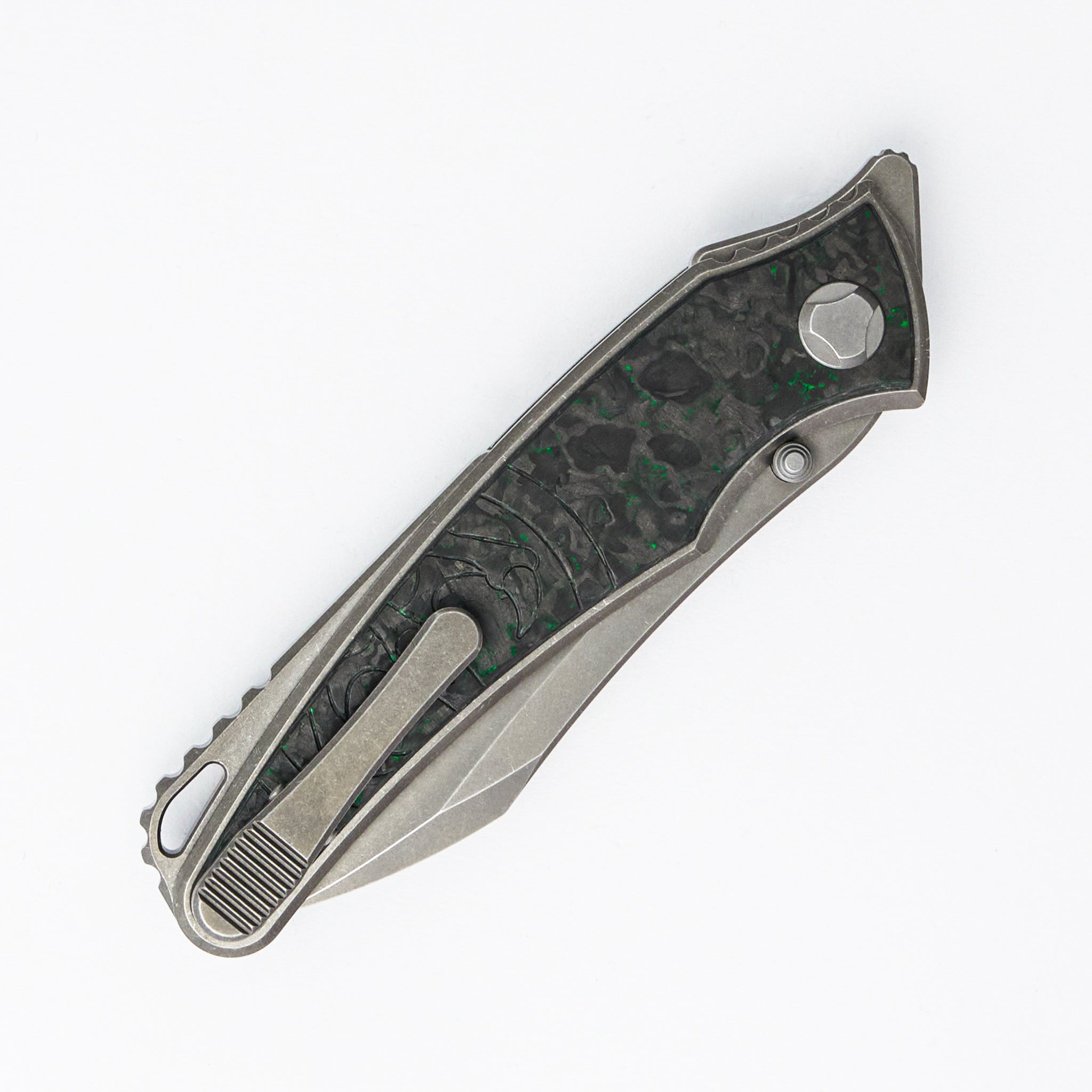 Talon - Brightwashed Titanium/Green TechnoCarbo Handle - M390 Blade