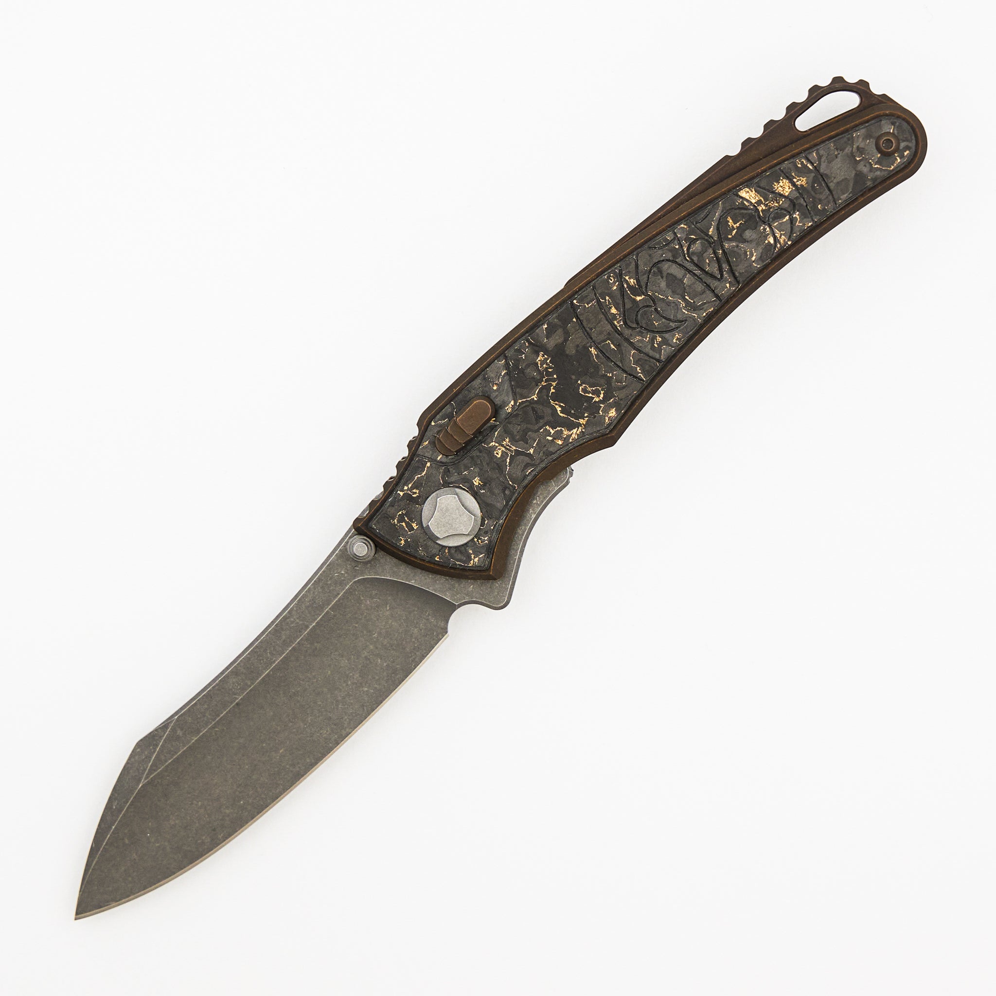 Talon - Tumbled Titanium/Bronze TechnoCarbo Handle - M390 Blade