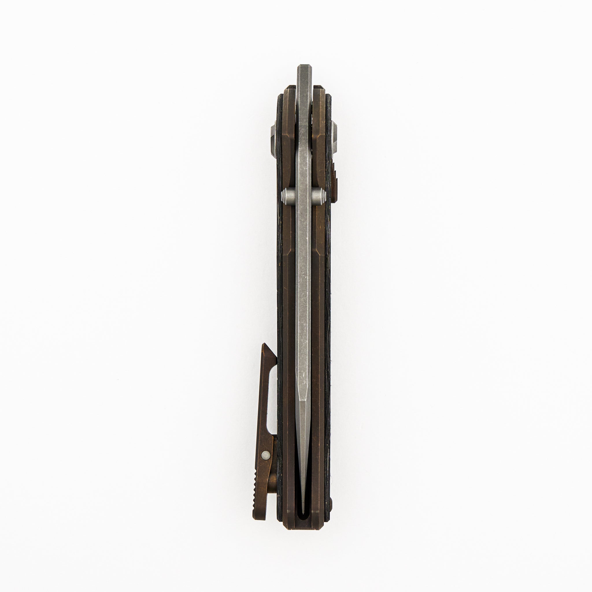 Talon - Tumbled Titanium/Bronze TechnoCarbo Handle - M390 Blade