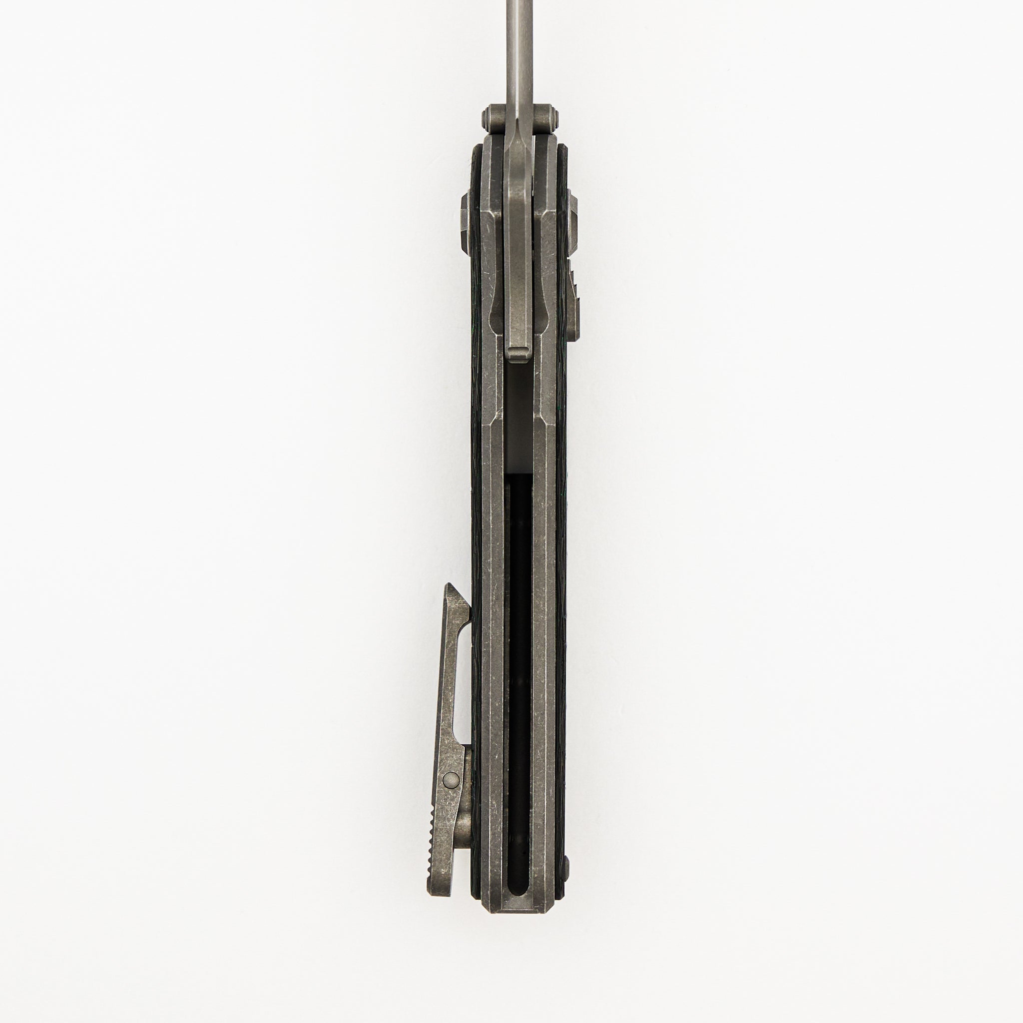 Talon - Tumbled Titanium/Green TechnoCarbo Handle - M390 Blade