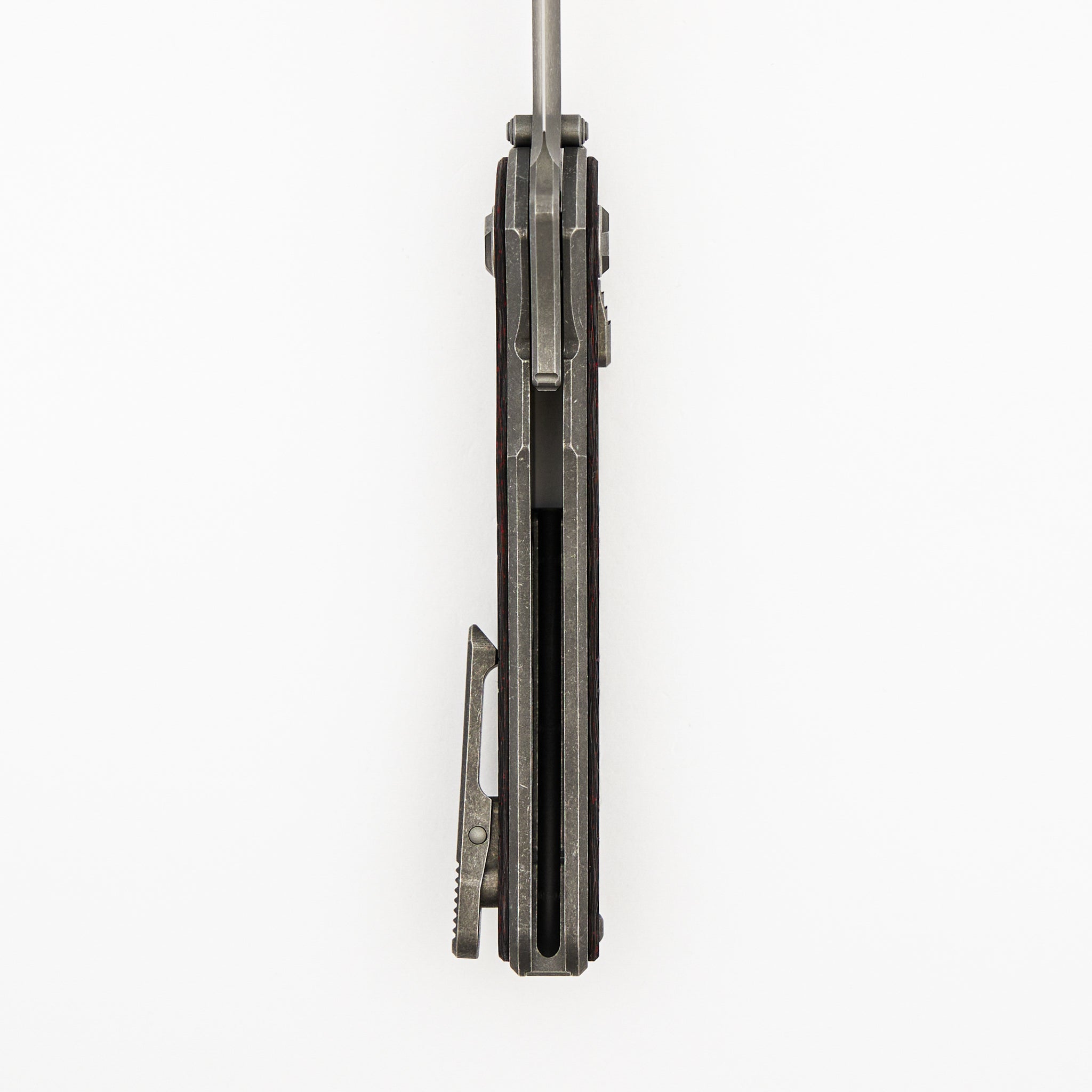 Talon - Tumbled Titanium/Red TechnoCarbo Handle - M390 Blade