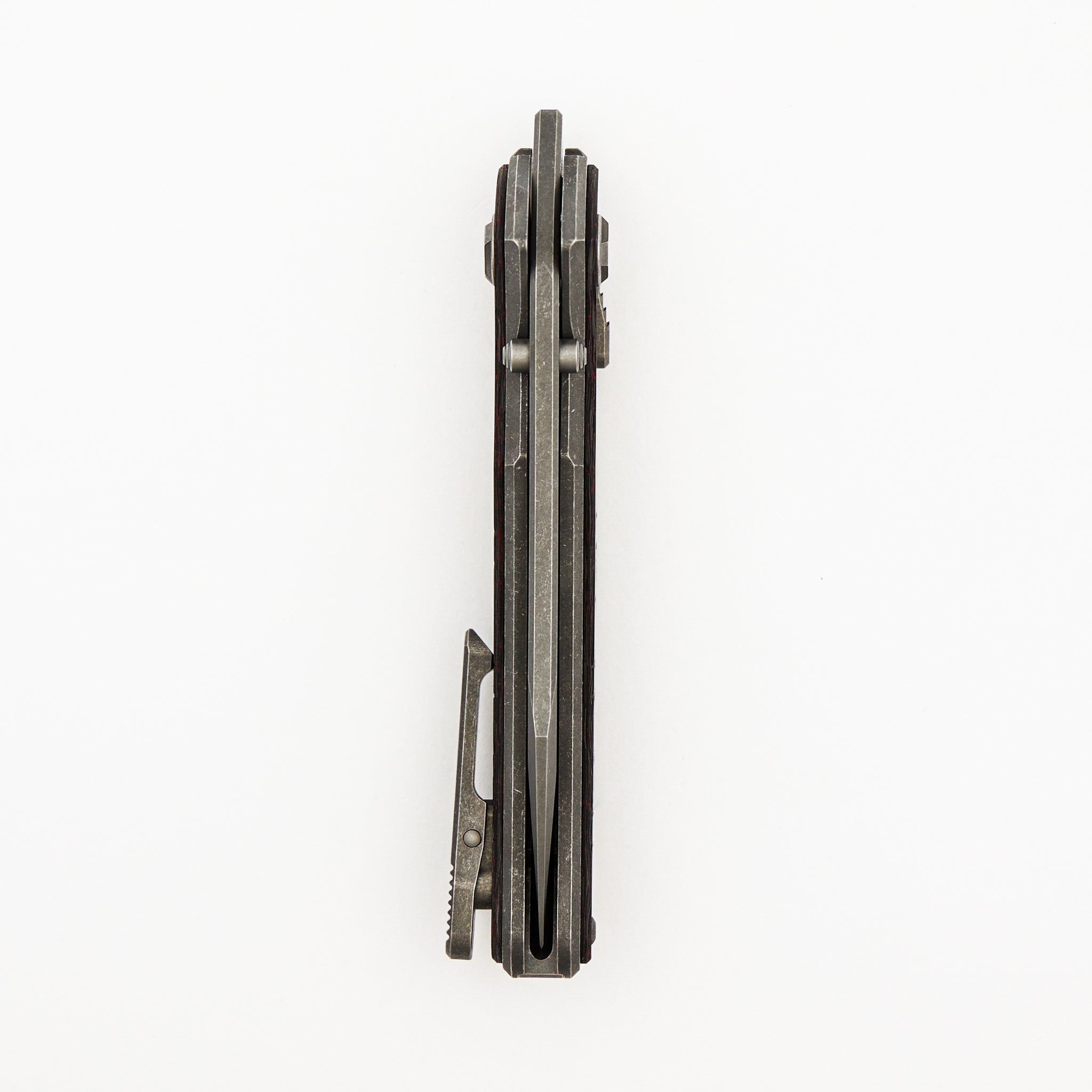 Talon - Tumbled Titanium/Red TechnoCarbo Handle - M390 Blade