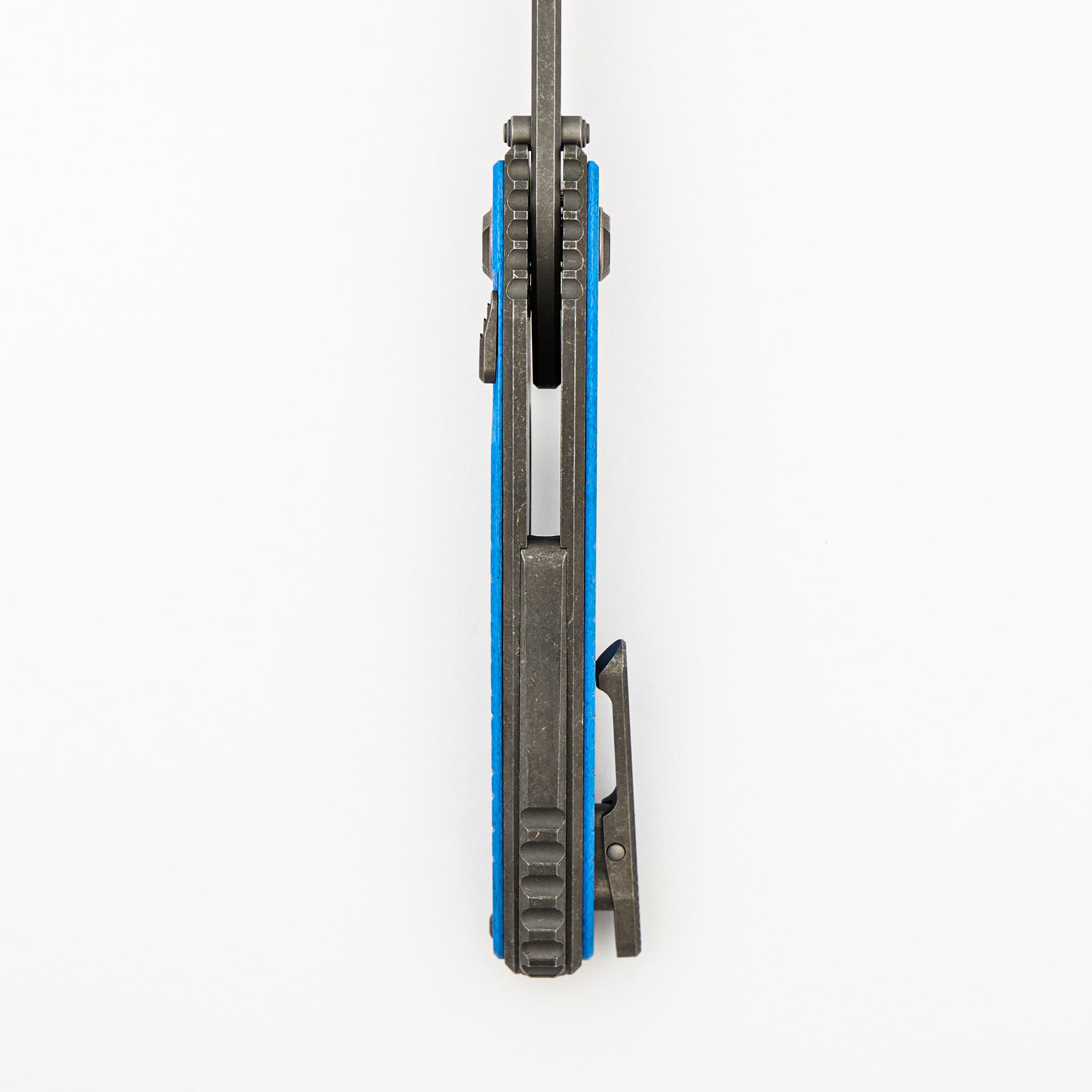 Talon - Tumbled Titanium/Ocean Blue Glass Handle - M390 Blade