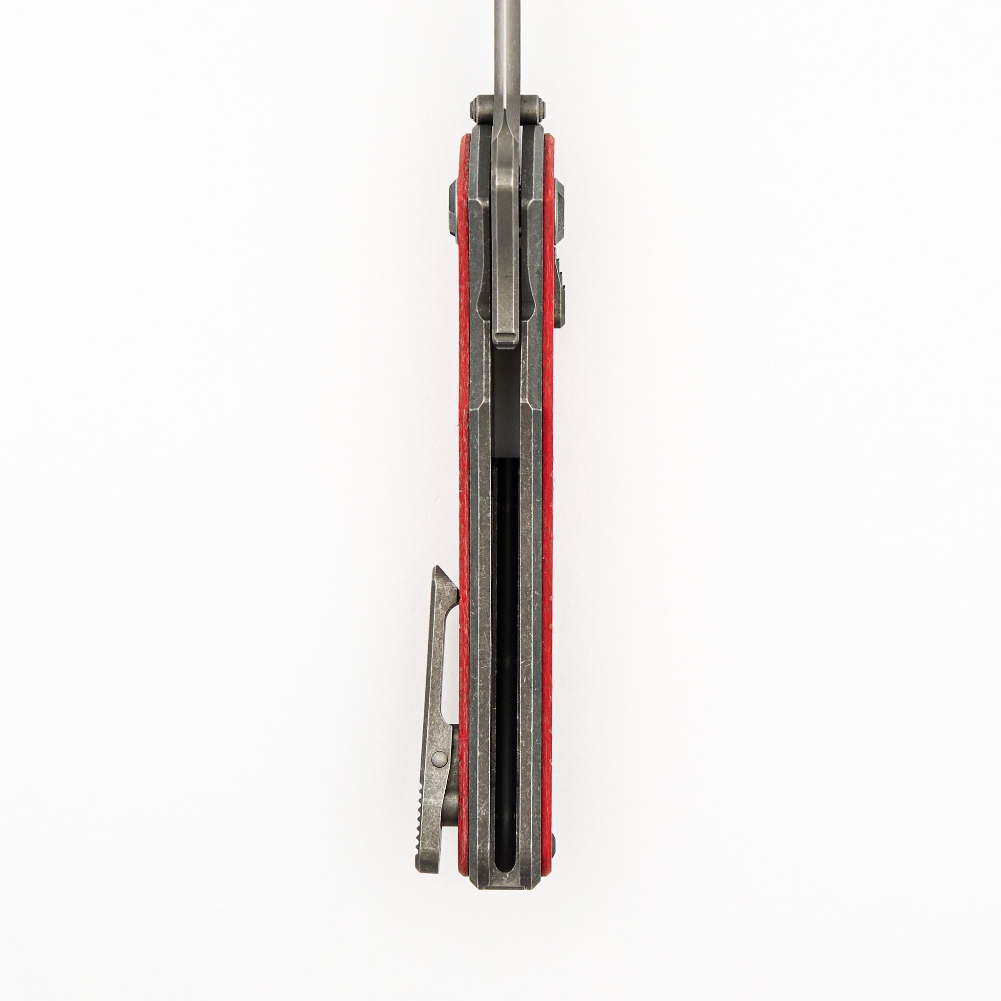 Talon - Tumbled Titanium/Pulse Red Glass Handle - M390 Blade