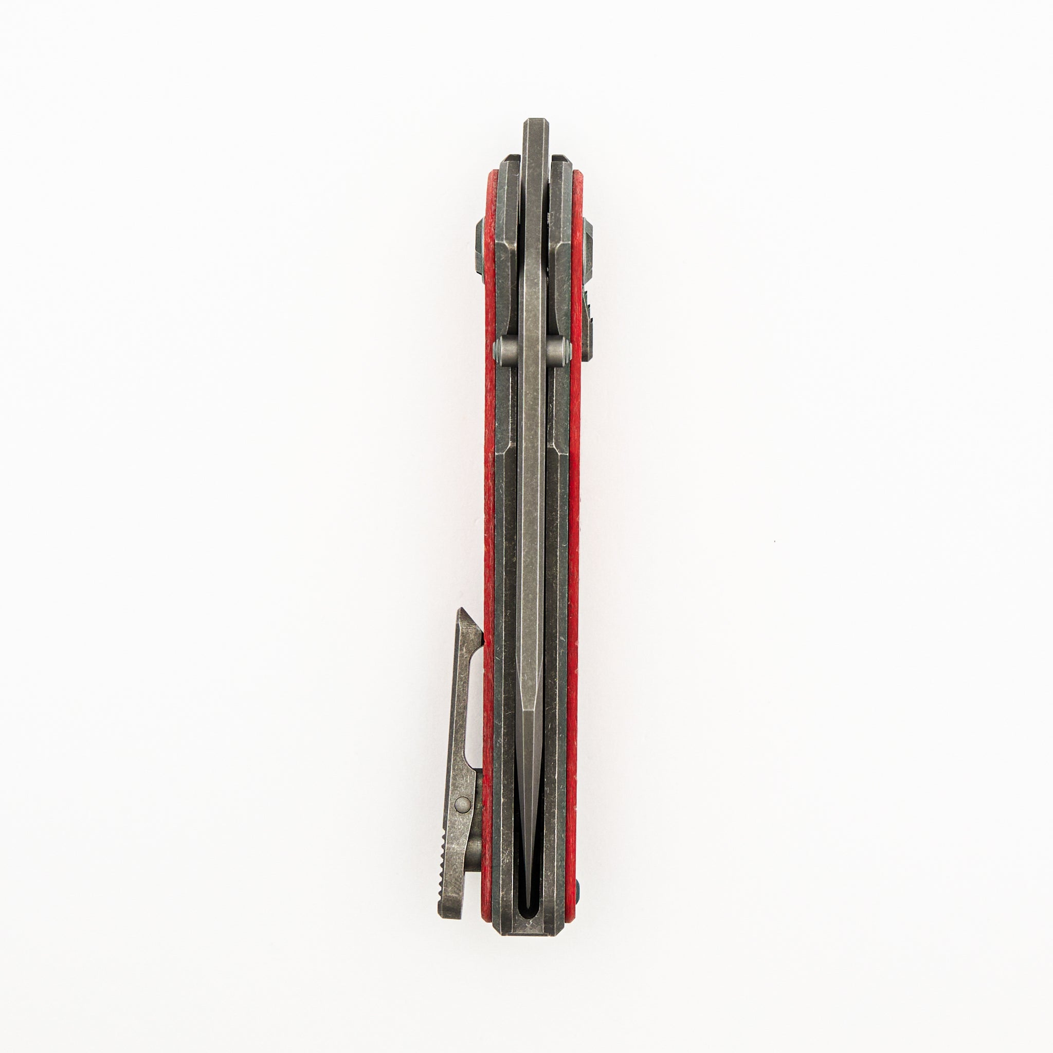 Talon - Tumbled Titanium/Pulse Red Glass Handle - M390 Blade