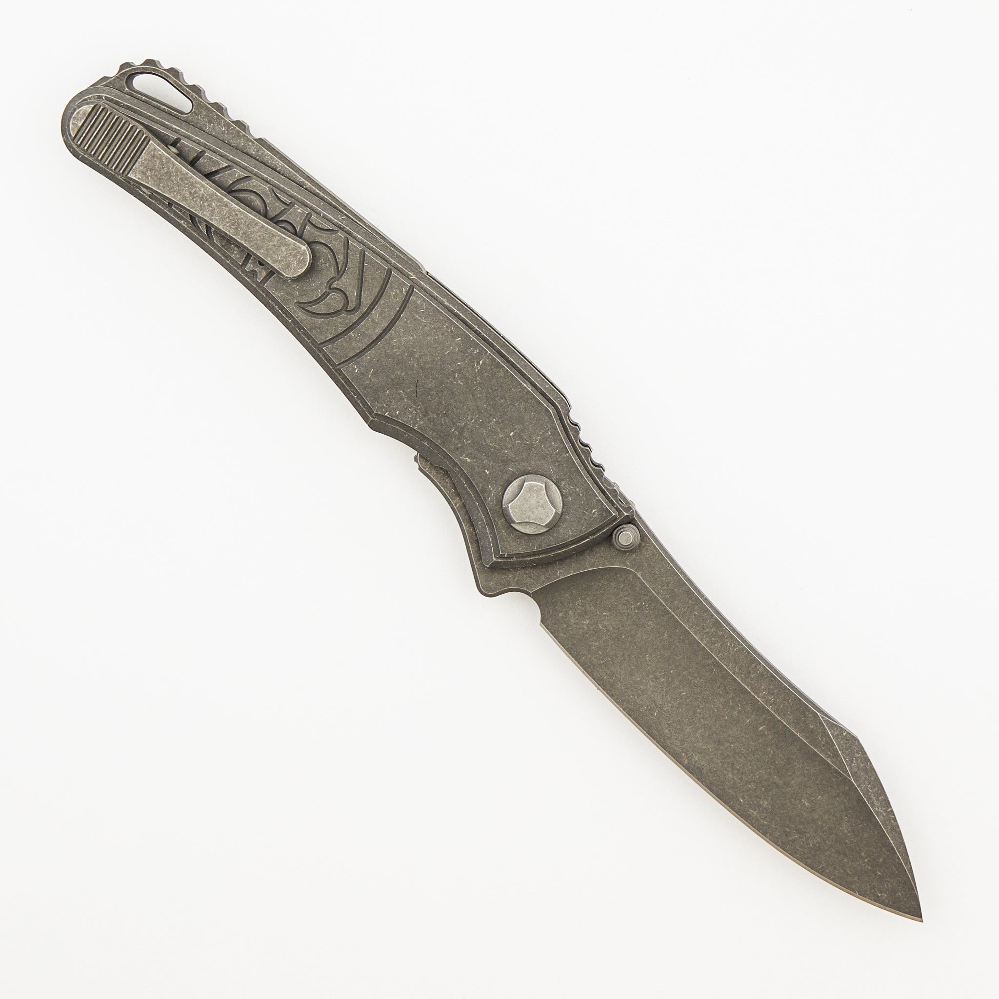 Talon - Tumbled Titanium Handle - M390 Blade